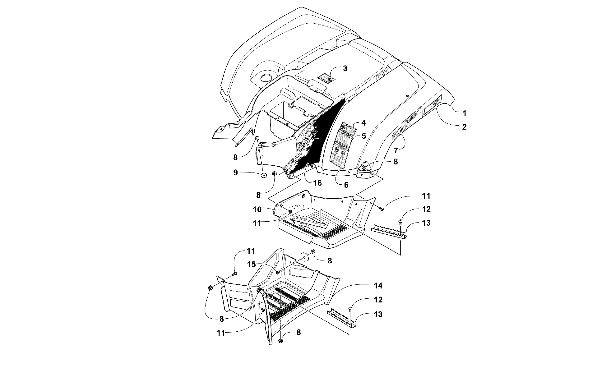 задний кузов панель и FOOTWELL ASSEMBLIES [301185]