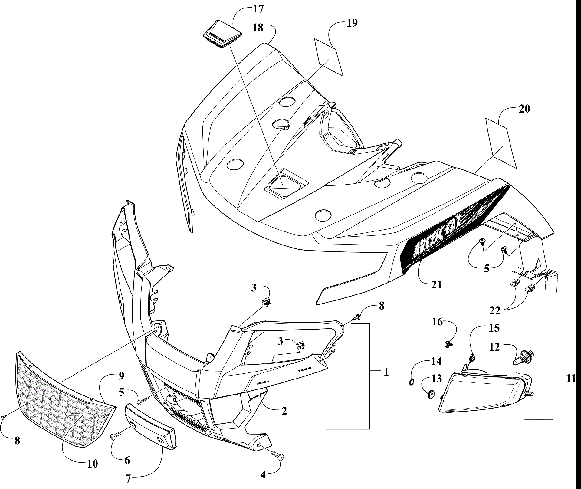 Передняя часть BODY PANEL AND HEADLIGHT ASSEMBLIES [300269]