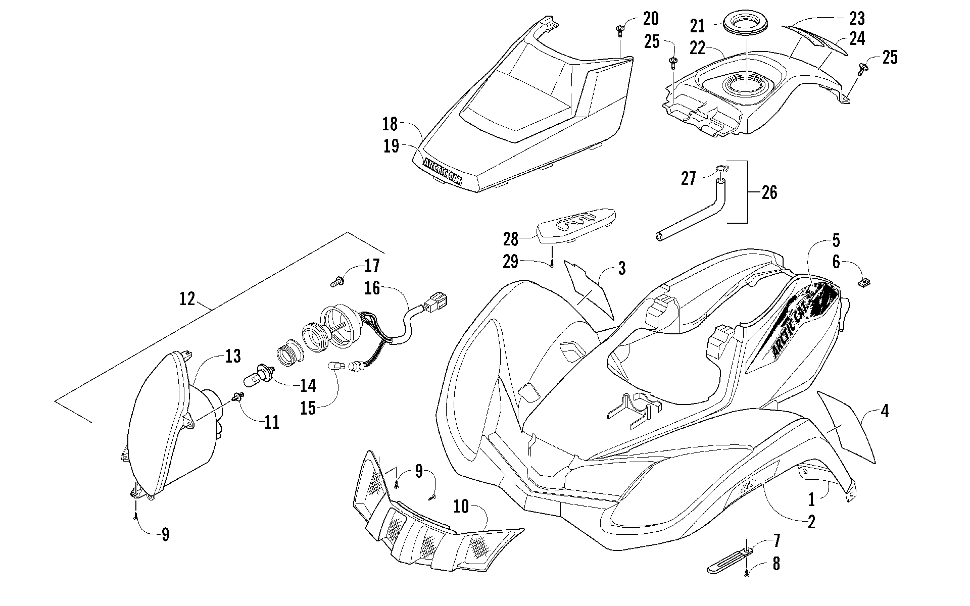Передняя часть BODY AND HEADLIGHT ASSEMBLY [100466]