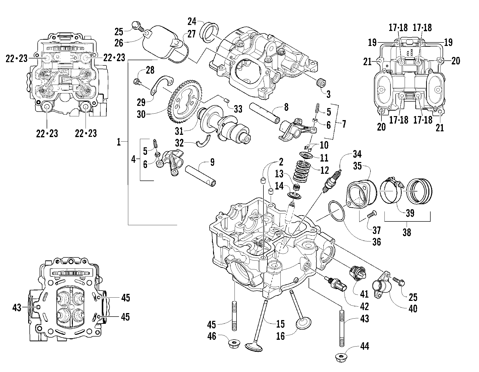 Головка блока цилиндров AND CAMSHAFT/VALVE ASSEMBLY [99822]