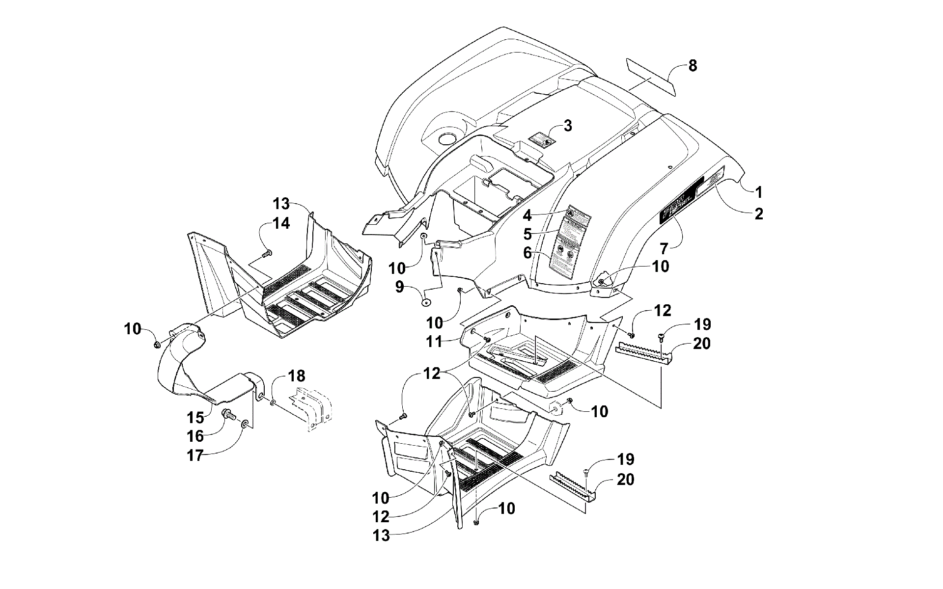 задний кузов панель и FOOTWELL ASSEMBLIES [300525]