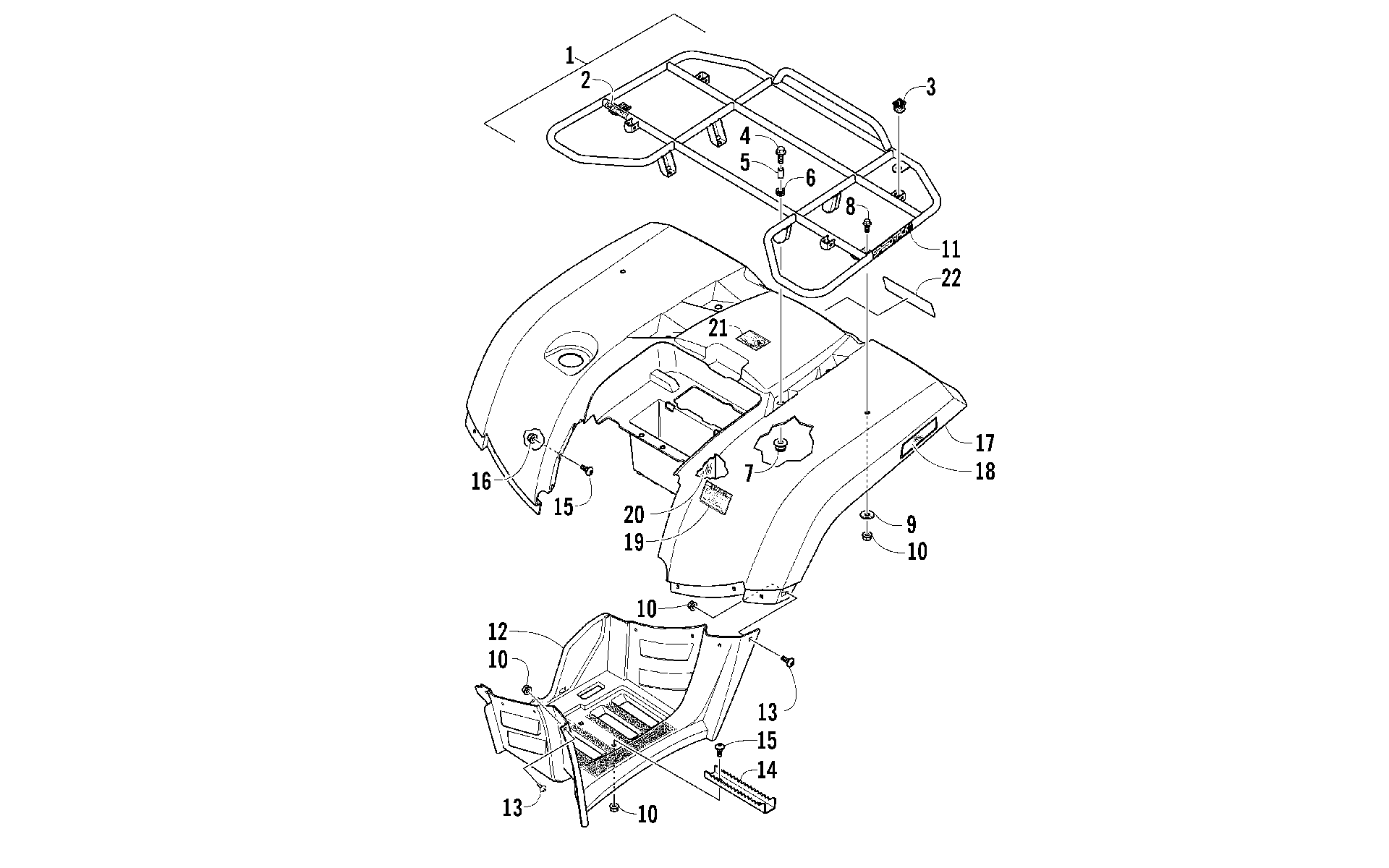 задний RACK, кузов PANEL, и FOOTWELL ASSEMBLIES [99959]
