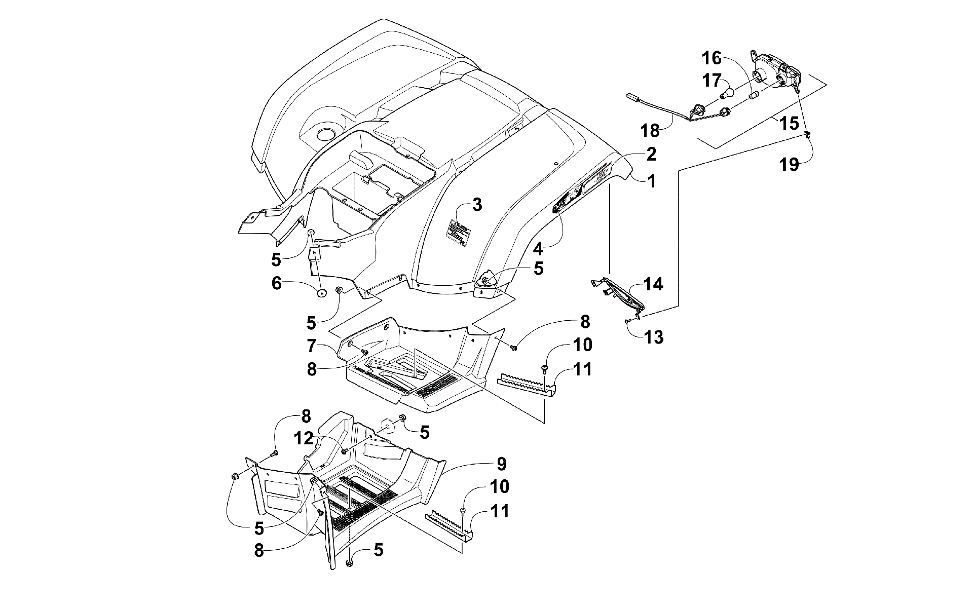 задний кузов панель и FOOTWELL ASSEMBLIES [300692]