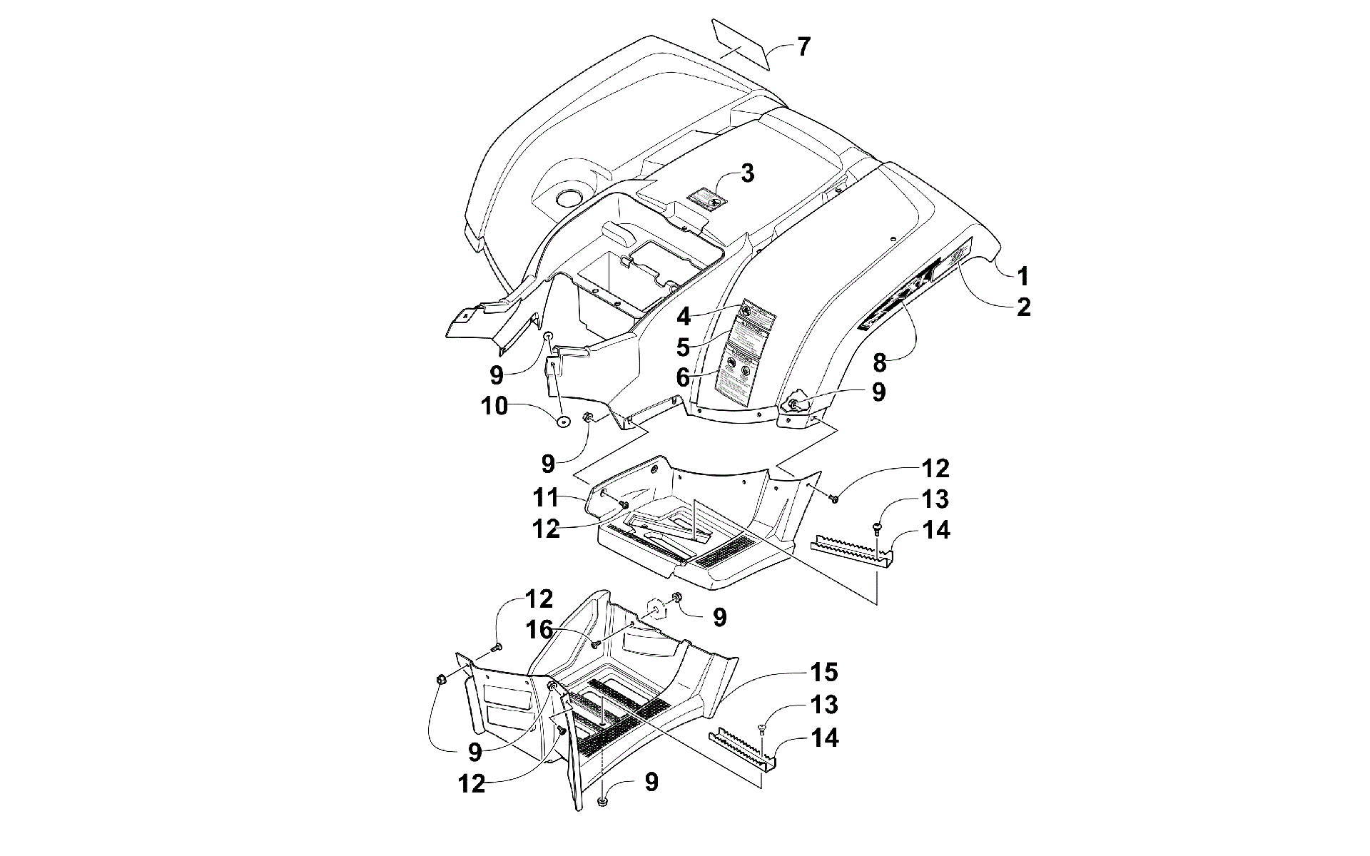 задний кузов панель и FOOTWELL ASSEMBLIES [300189]