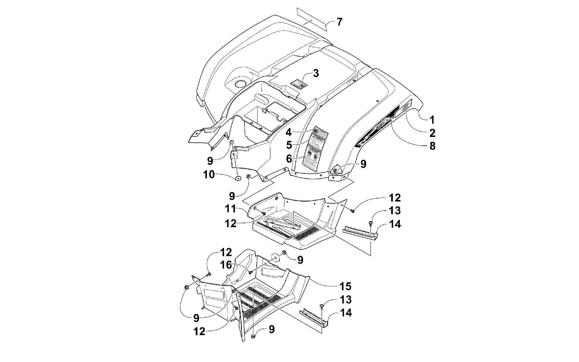 задний кузов панель и FOOTWELL ASSEMBLIES [300557]