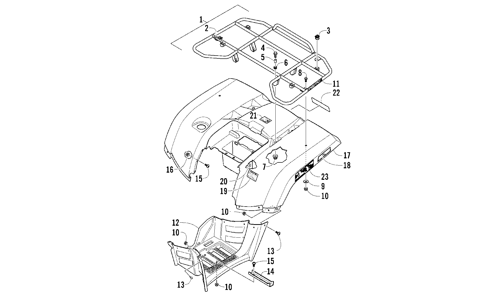 задний RACK, кузов PANEL, и FOOTWELL ASSEMBLIES [99980]