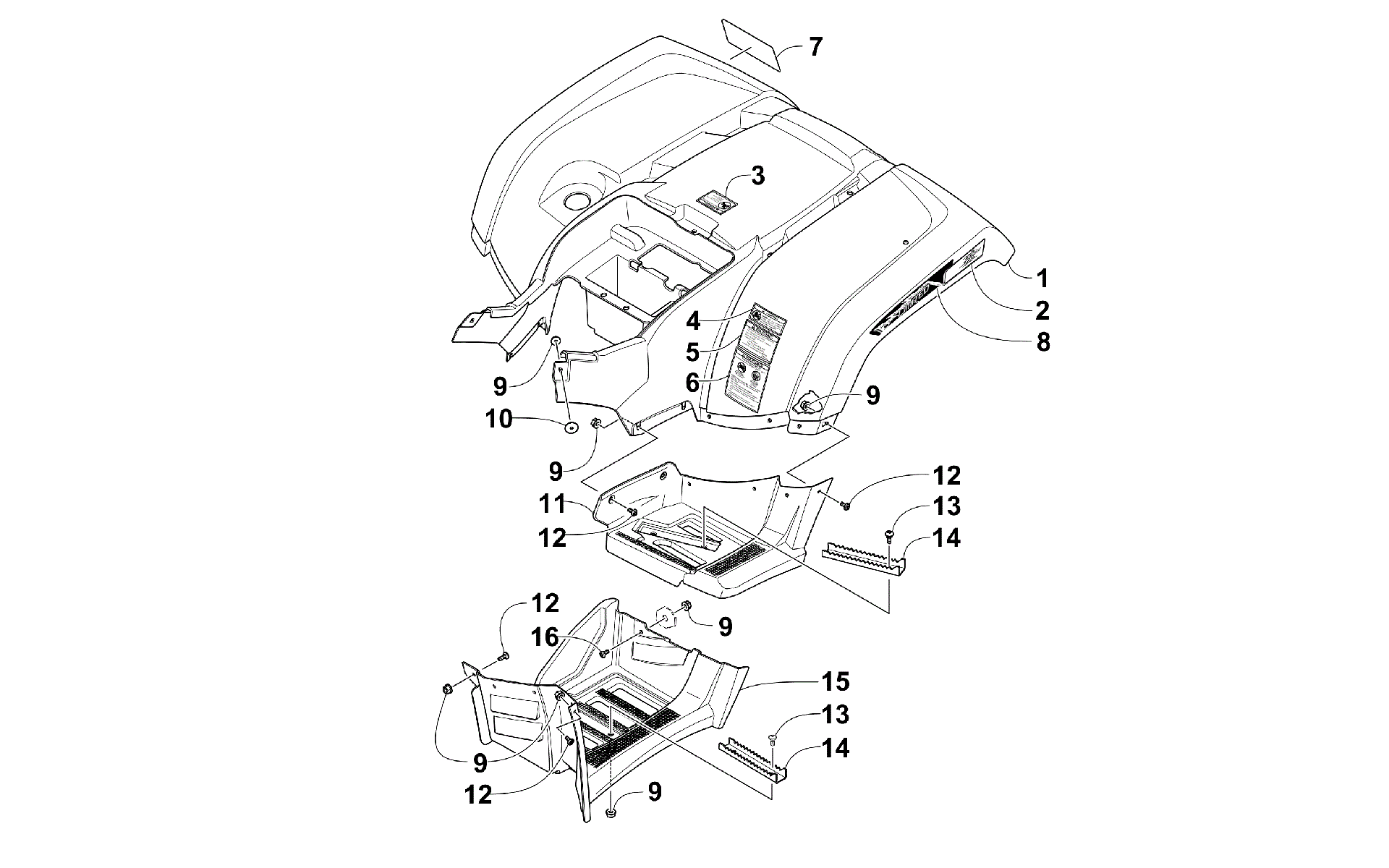 задний кузов панель и FOOTWELL ASSEMBLIES [300308]