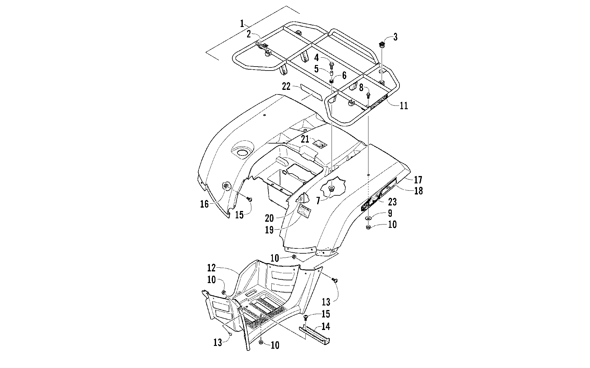 задний RACK, кузов PANEL, и FOOTWELL ASSEMBLIES [99972]