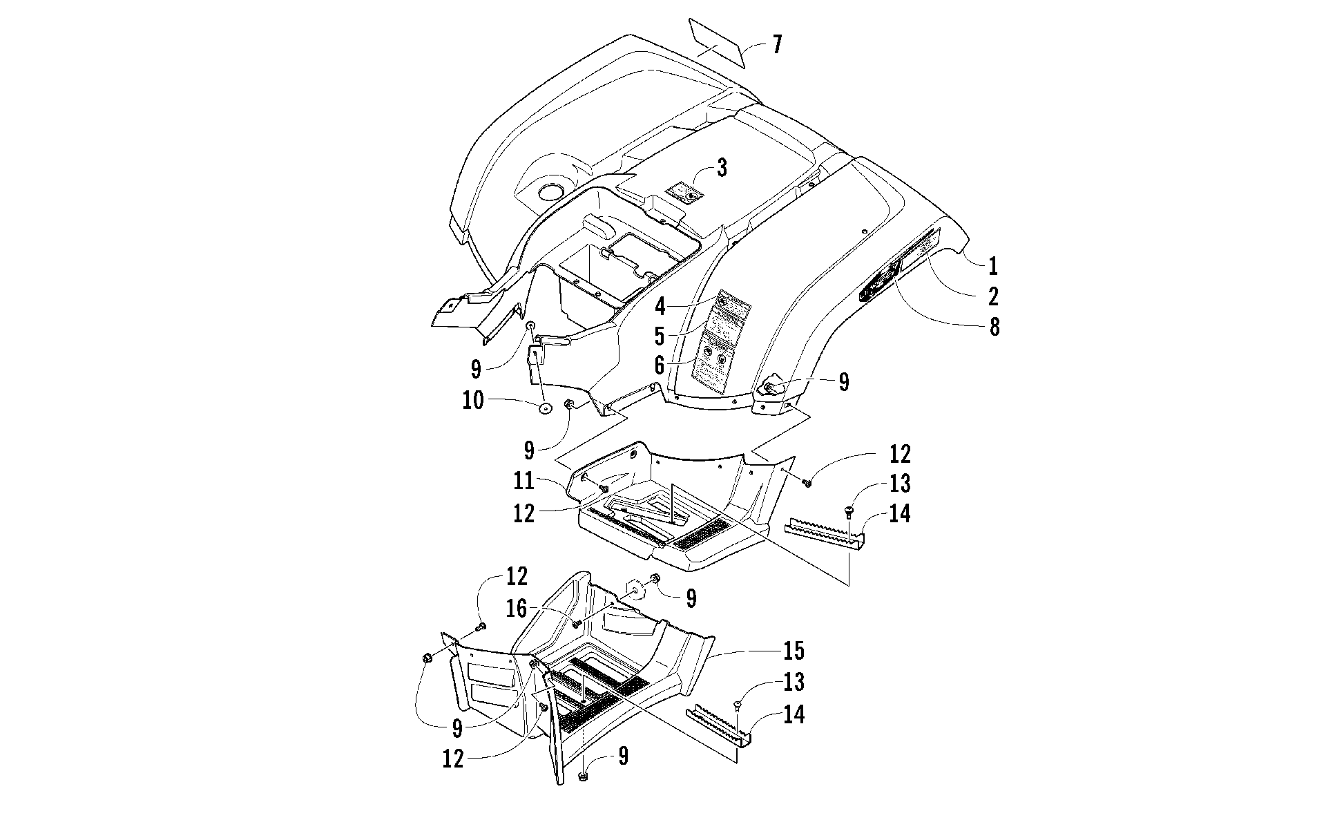 задний кузов панель и FOOTWELL ASSEMBLIES [99796]