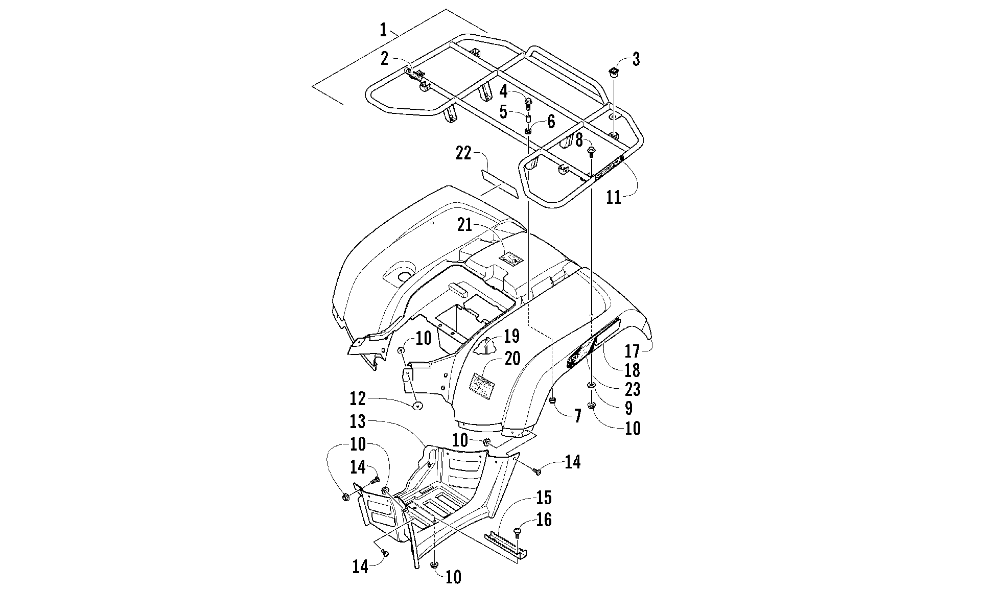 задний RACK, кузов PANEL, и FOOTWELL ASSEMBLIES [100267]