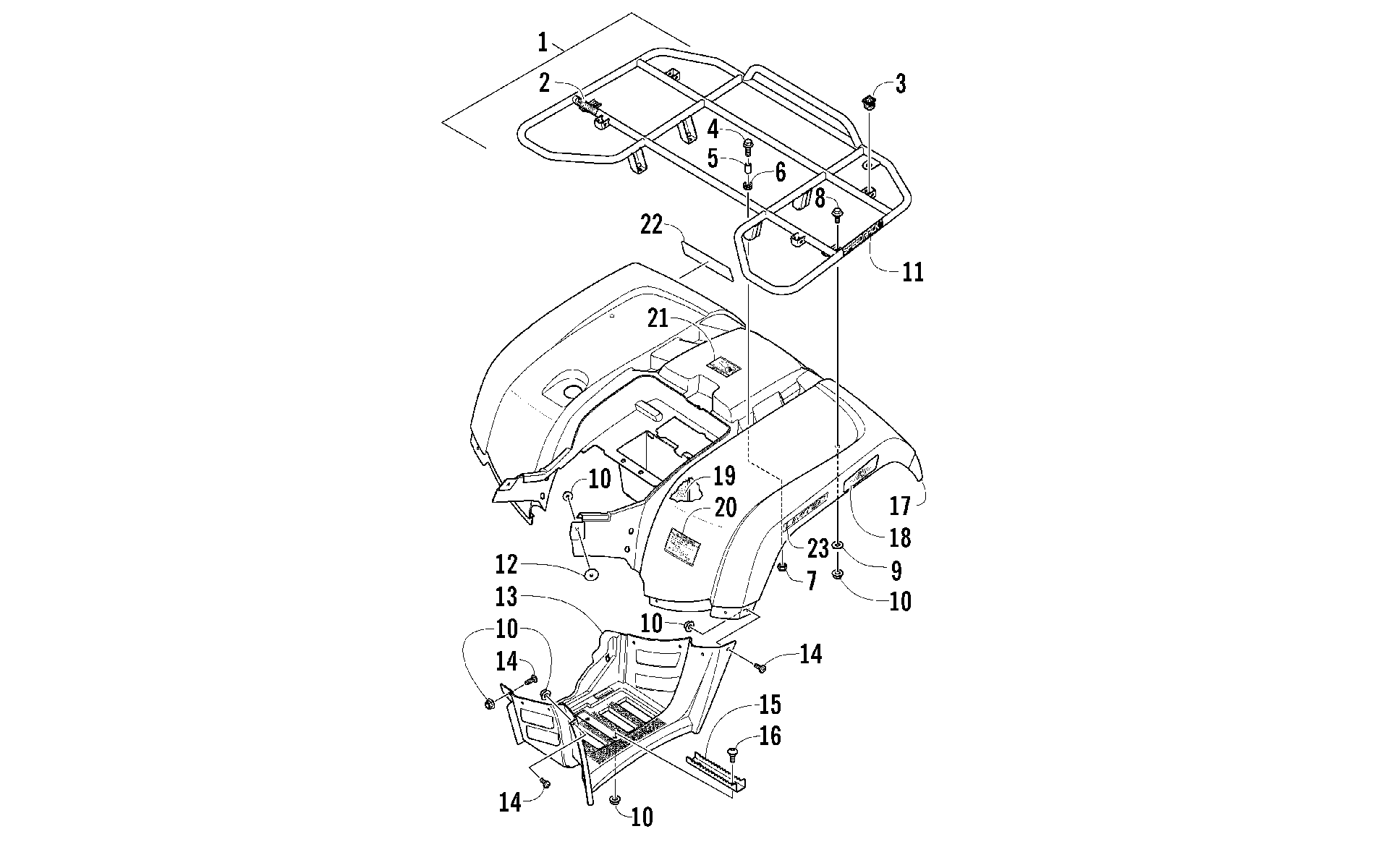 задний RACK, кузов PANEL, и FOOTWELL ASSEMBLIES [99748]