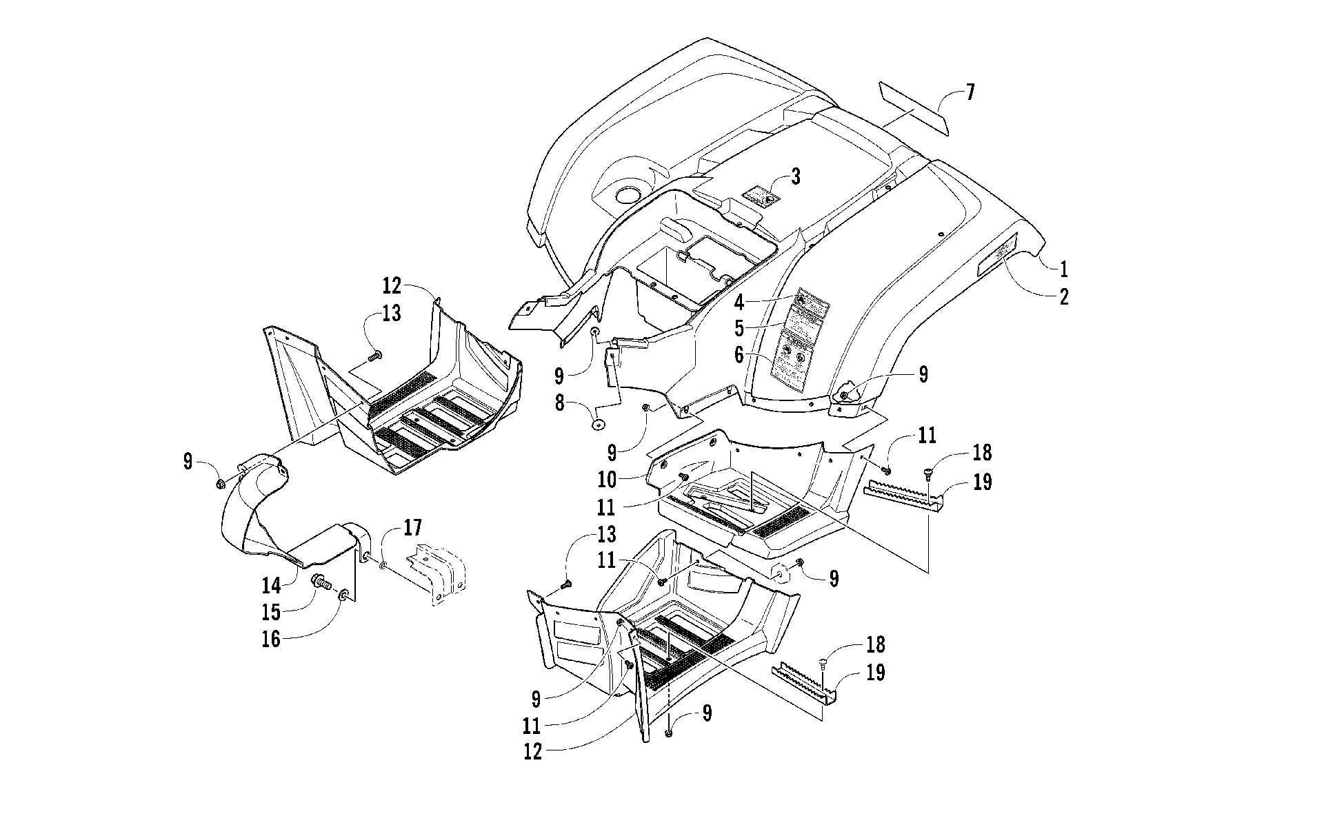 задний кузов панель и FOOTWELL ASSEMBLIES [100328]