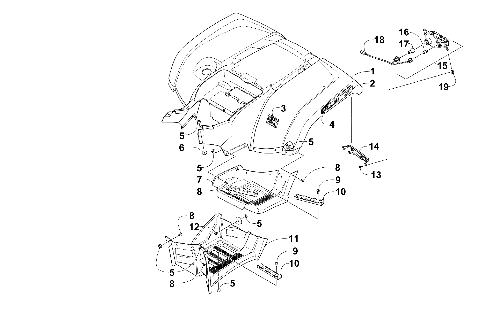 задний кузов панель и FOOTWELL ASSEMBLIES [100223]