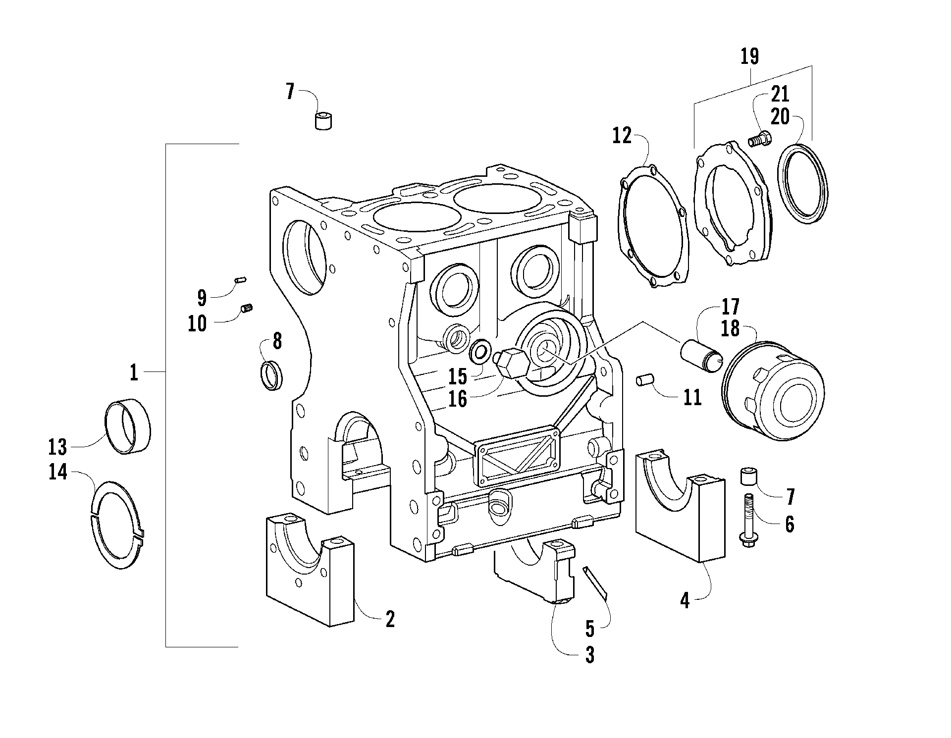 CRANKCASE, коленвал SUPPORT, и масляный фильтр ASSEMBLIES [94180]
