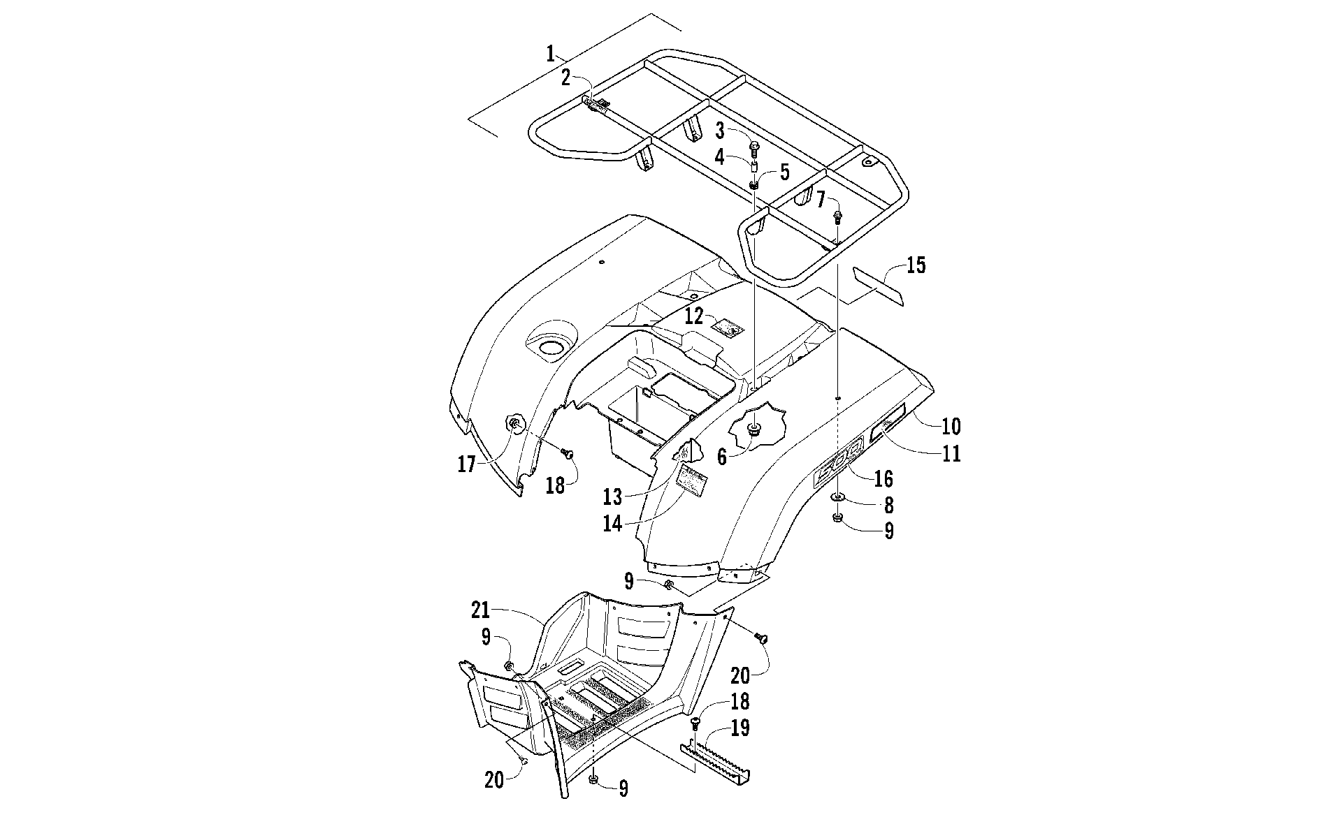 задний RACK, кузов PANEL, и FOOTWELL ASSEMBLIES [97326]
