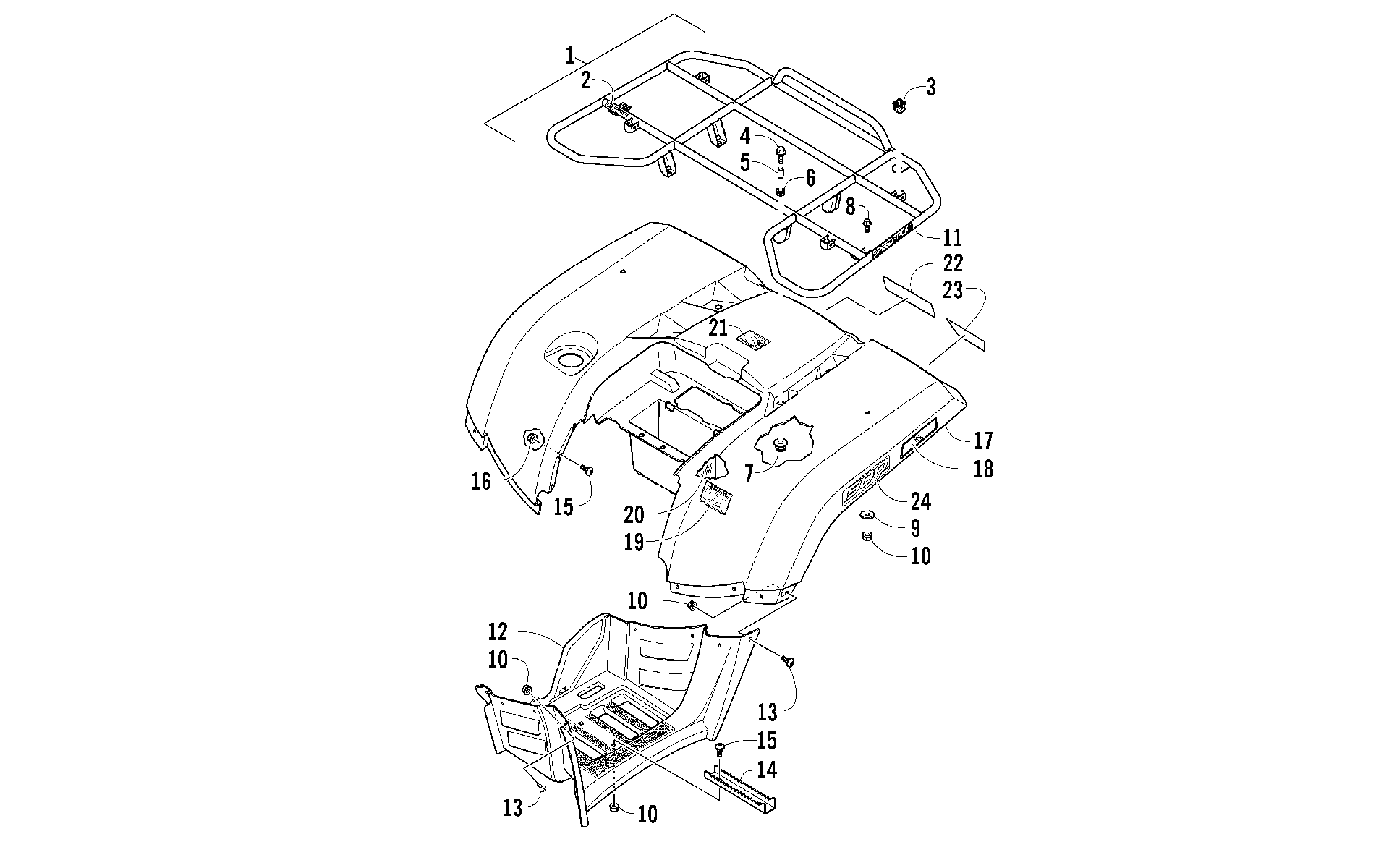 задний RACK, кузов PANEL, и FOOTWELL ASSEMBLIES [97289]