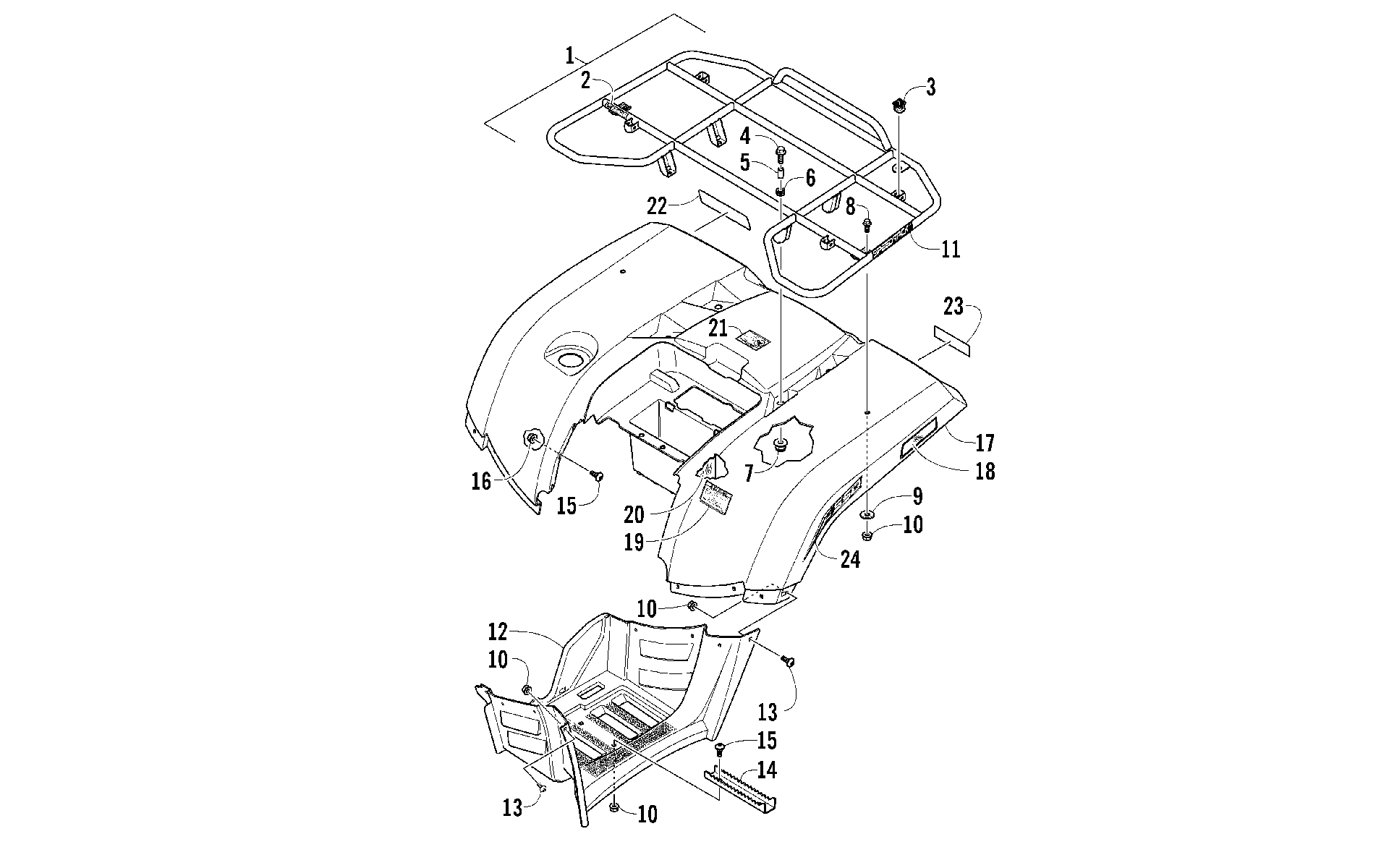 задний RACK, кузов PANEL, и FOOTWELL ASSEMBLIES [97331]