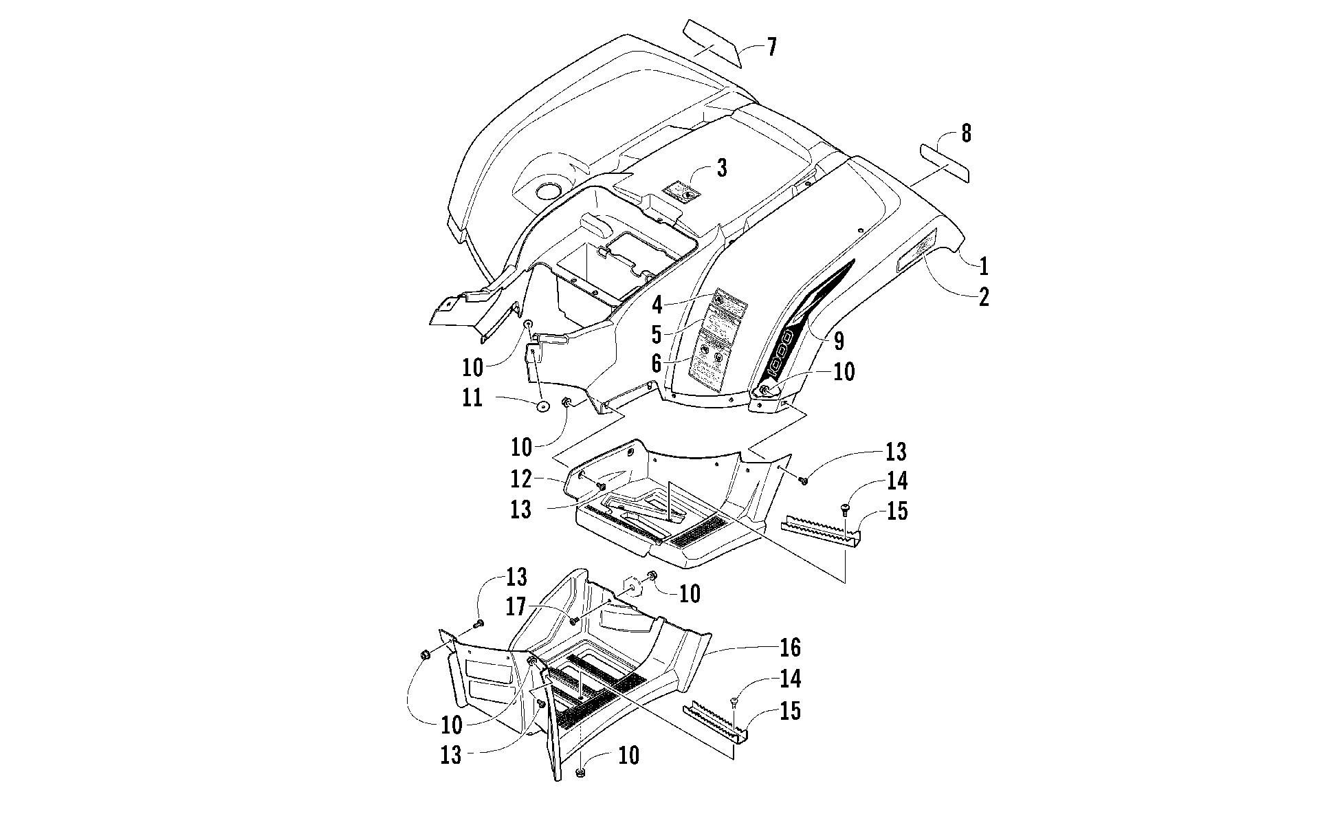 задний кузов панель и FOOTWELL ASSEMBLIES [97702]