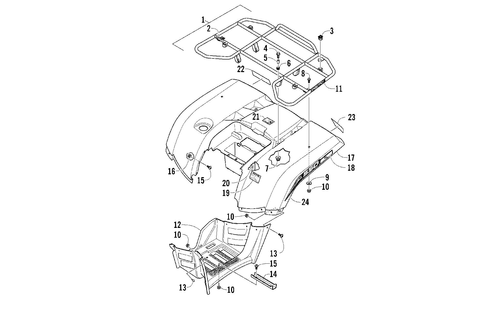 задний RACK, кузов PANEL, и FOOTWELL ASSEMBLIES [97180]