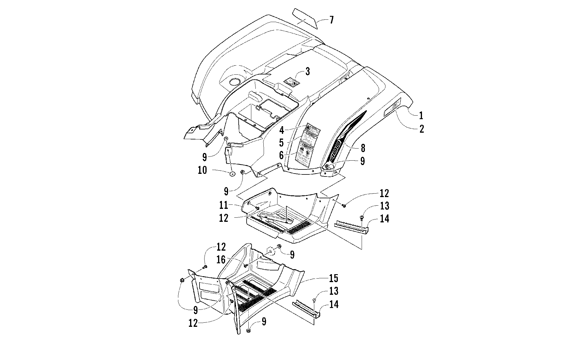задний кузов панель и FOOTWELL ASSEMBLIES [98057]