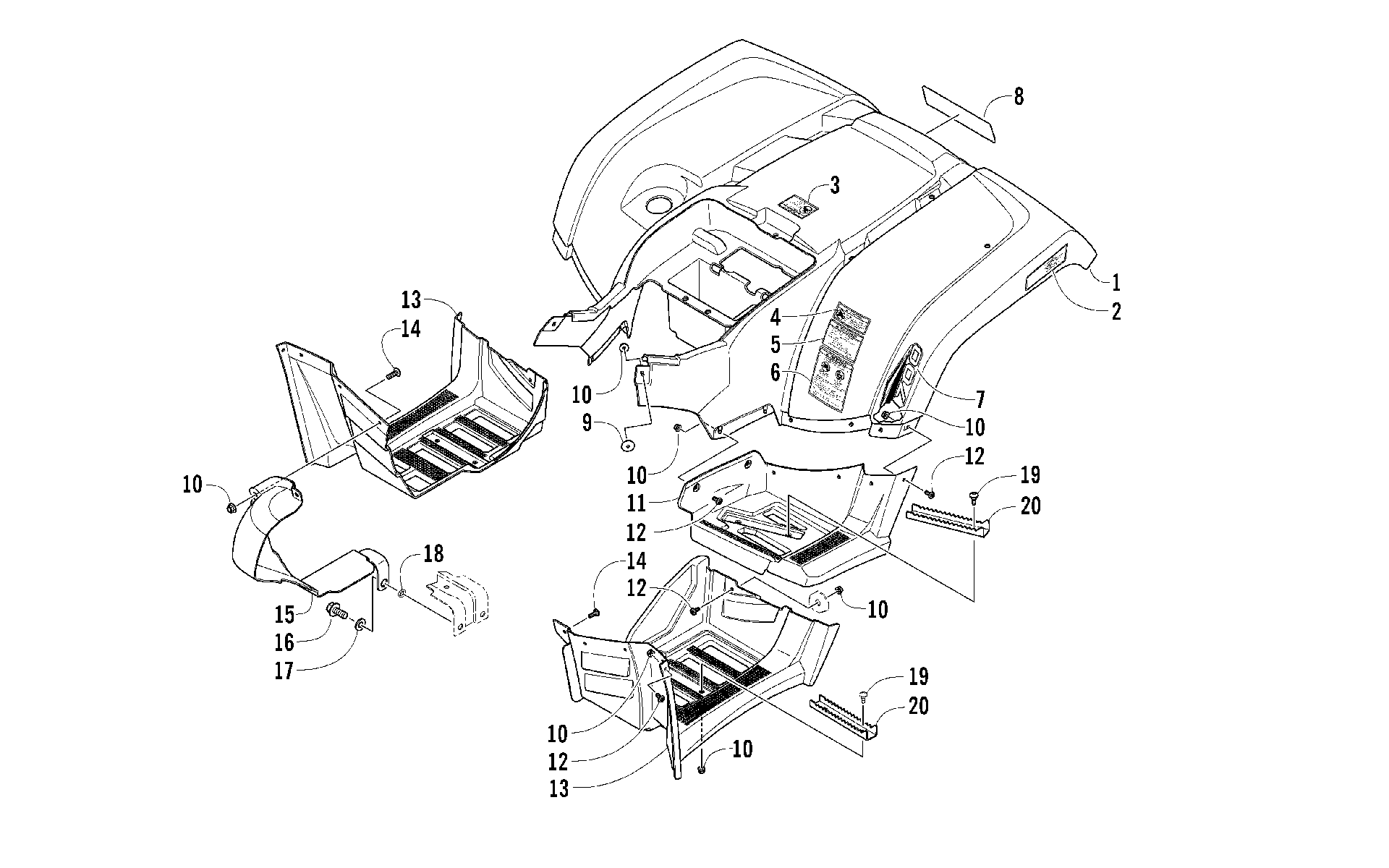 задний кузов панель и FOOTWELL ASSEMBLIES [97610]