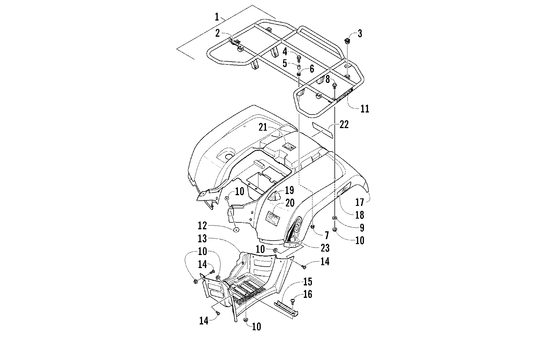 задний RACK, кузов PANEL, и FOOTWELL ASSEMBLIES [98338]