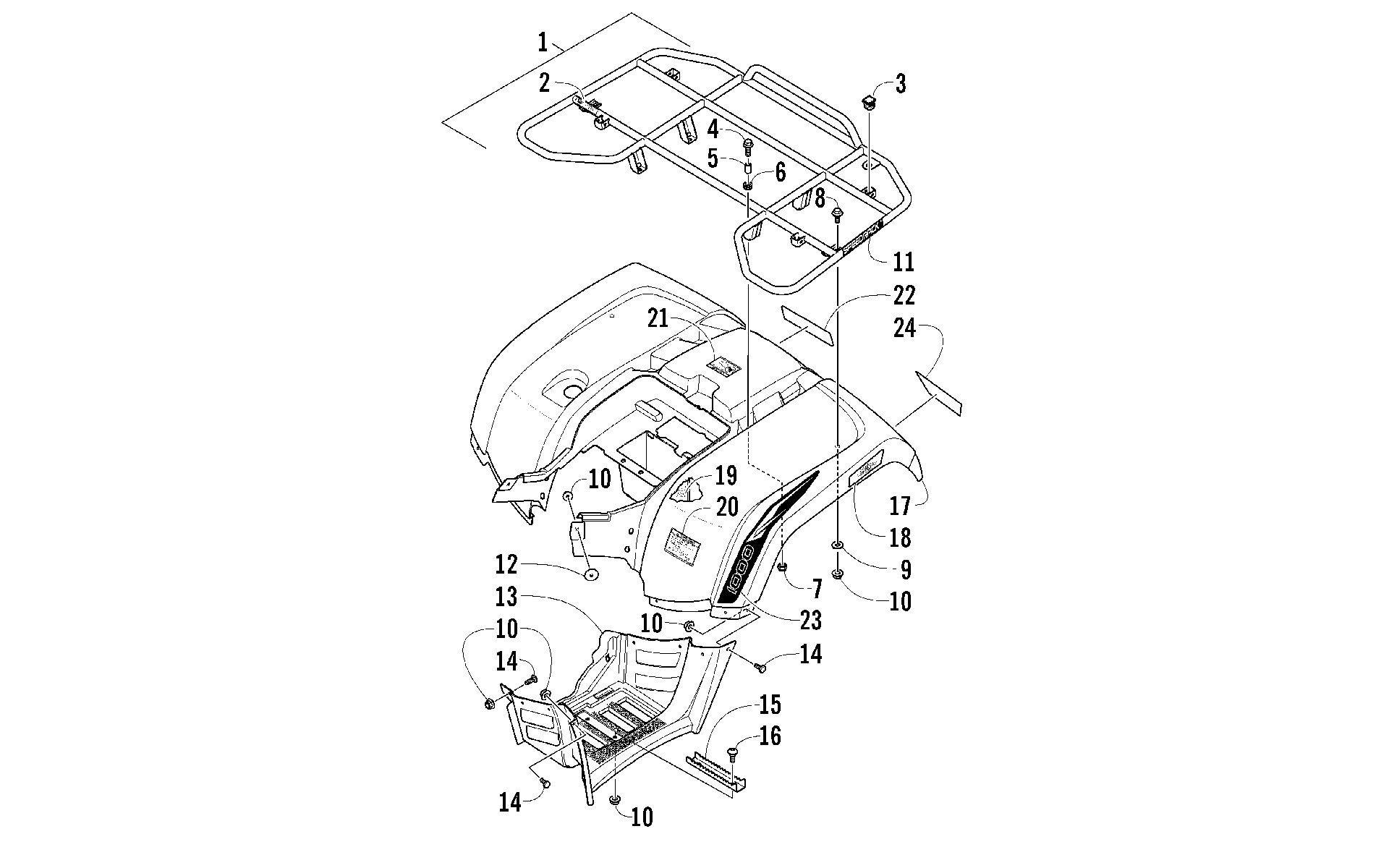 задний RACK, кузов PANEL, и FOOTWELL ASSEMBLIES [98094]