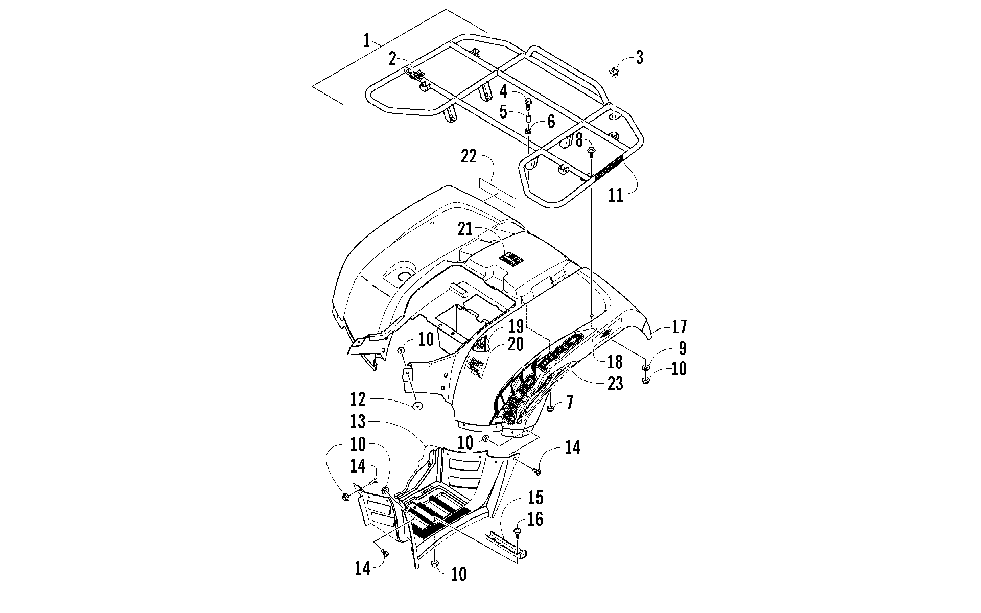 задний RACK, кузов PANEL, и FOOTWELL ASSEMBLIES [97622]