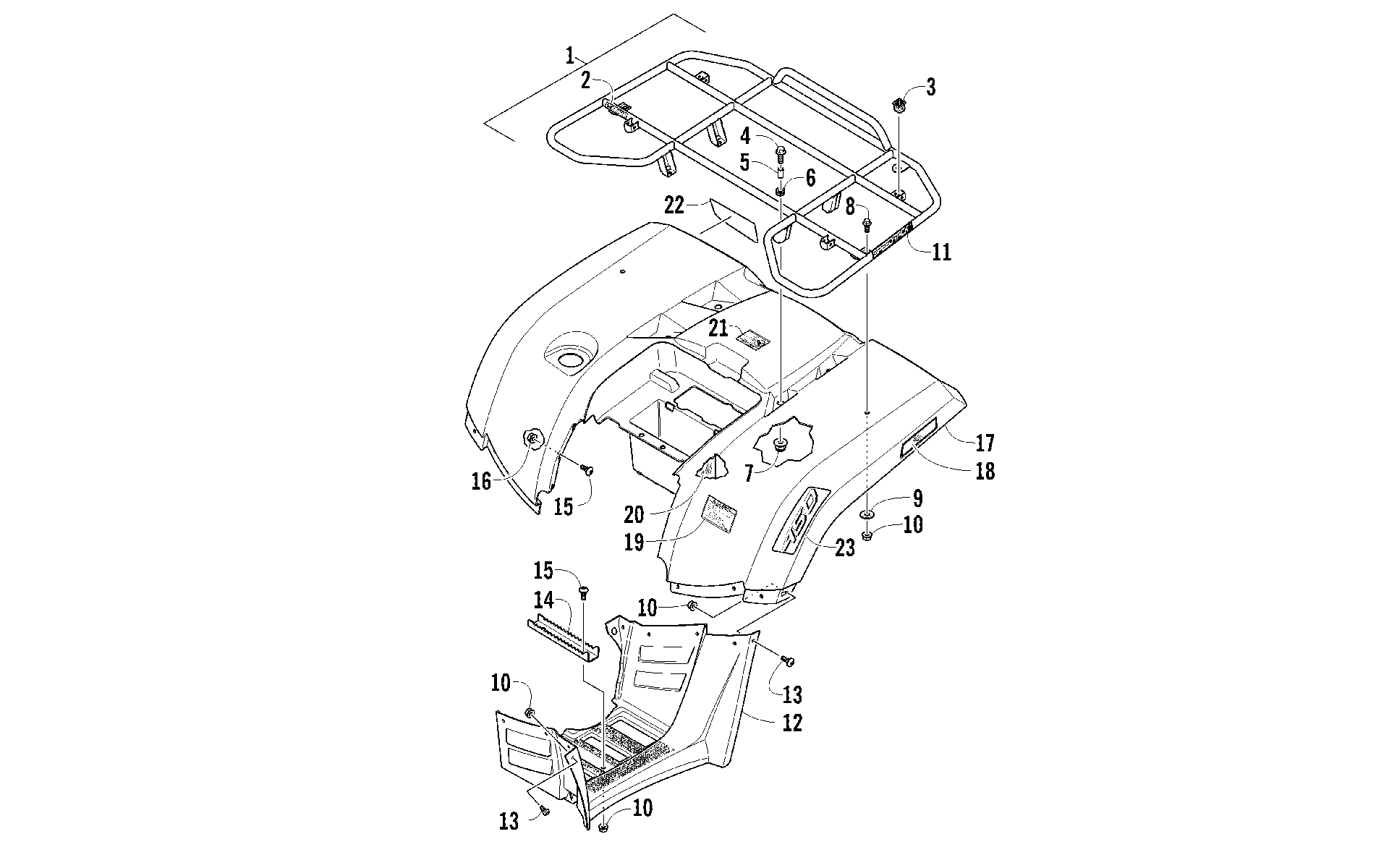 задний RACK, кузов PANEL, и FOOTWELL ASSEMBLIES [94967]