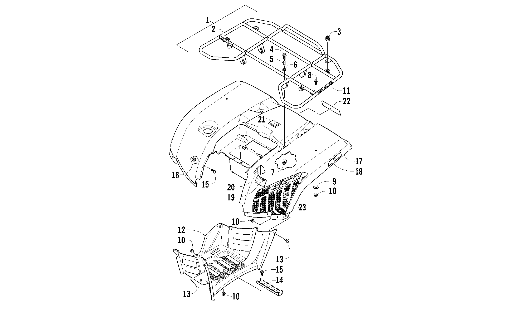 задний RACK, кузов PANEL, и FOOTWELL ASSEMBLIES [95012]