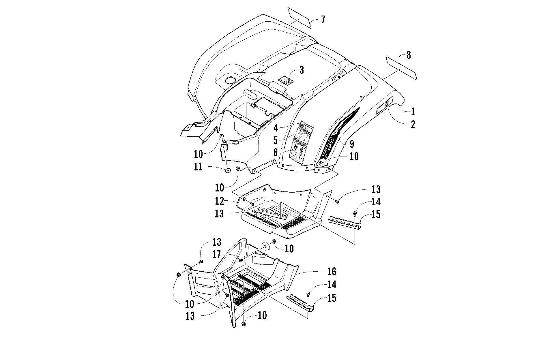 задний кузов панель и FOOTWELL ASSEMBLIES [97720]