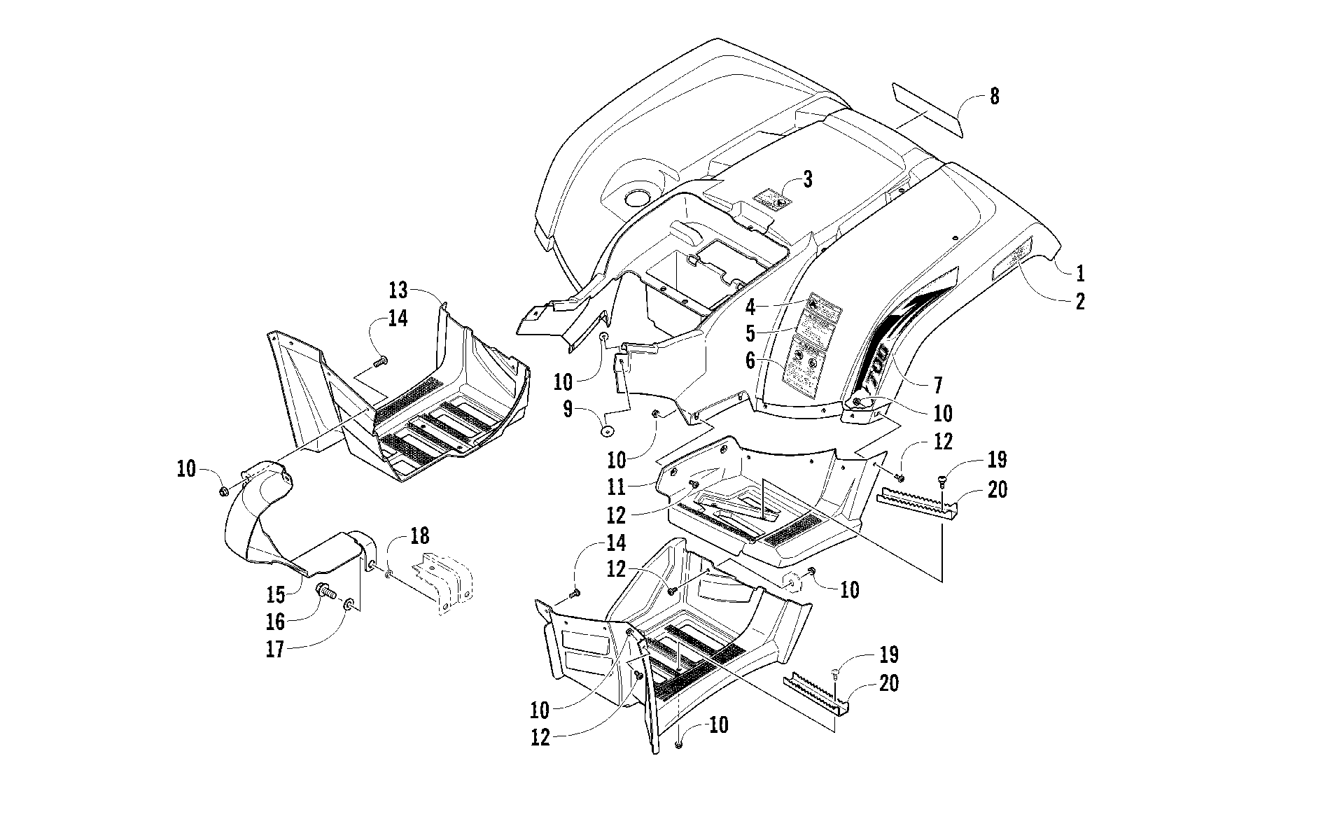 задний кузов панель и FOOTWELL ASSEMBLIES [95024]