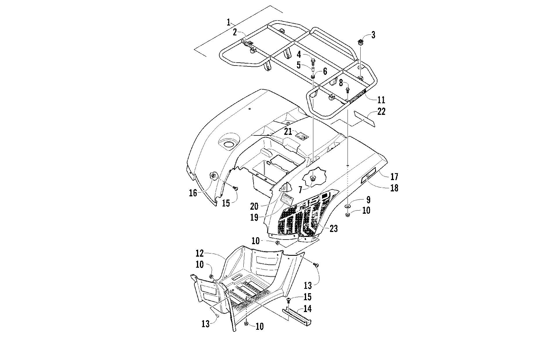 задний RACK, кузов PANEL, и FOOTWELL ASSEMBLIES [95819]