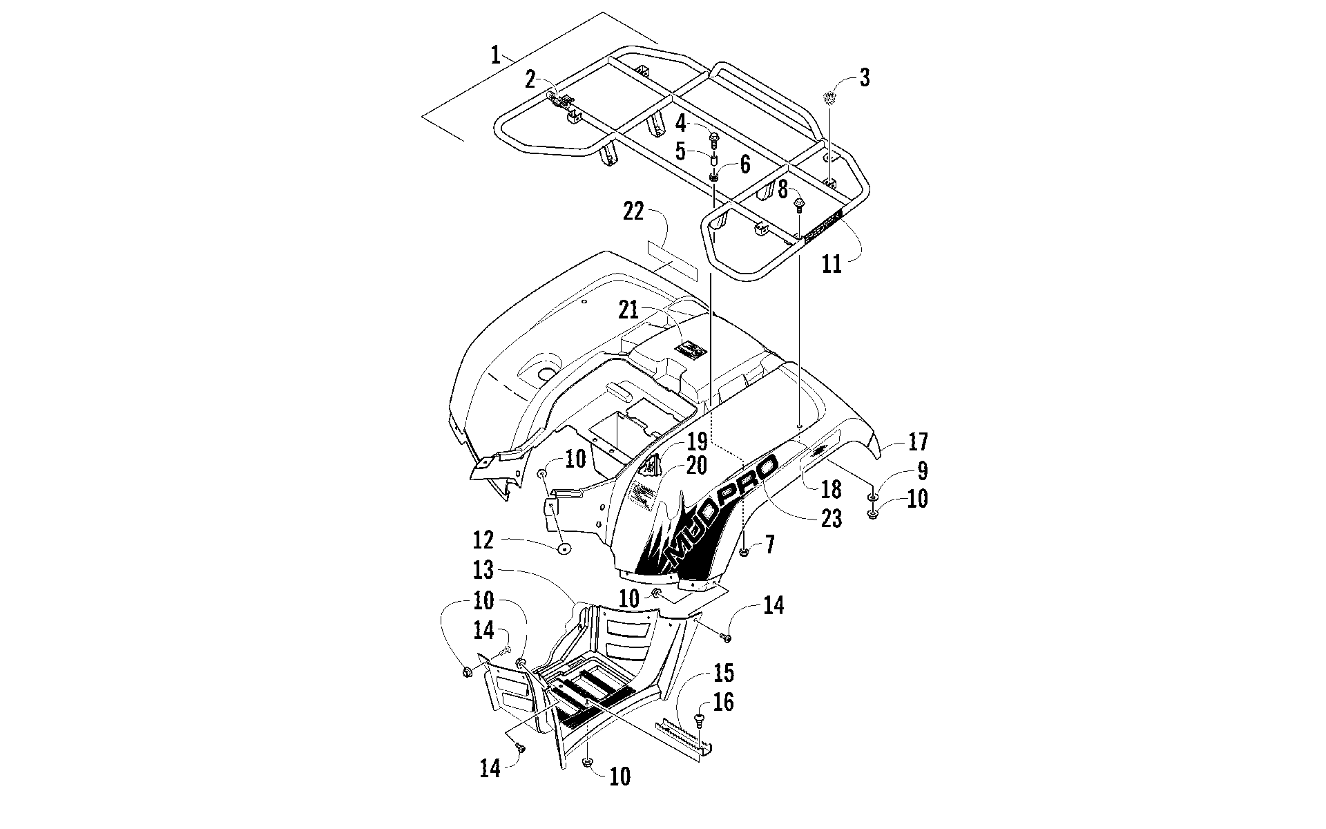 задний RACK, кузов PANEL, и FOOTWELL ASSEMBLIES [94541]