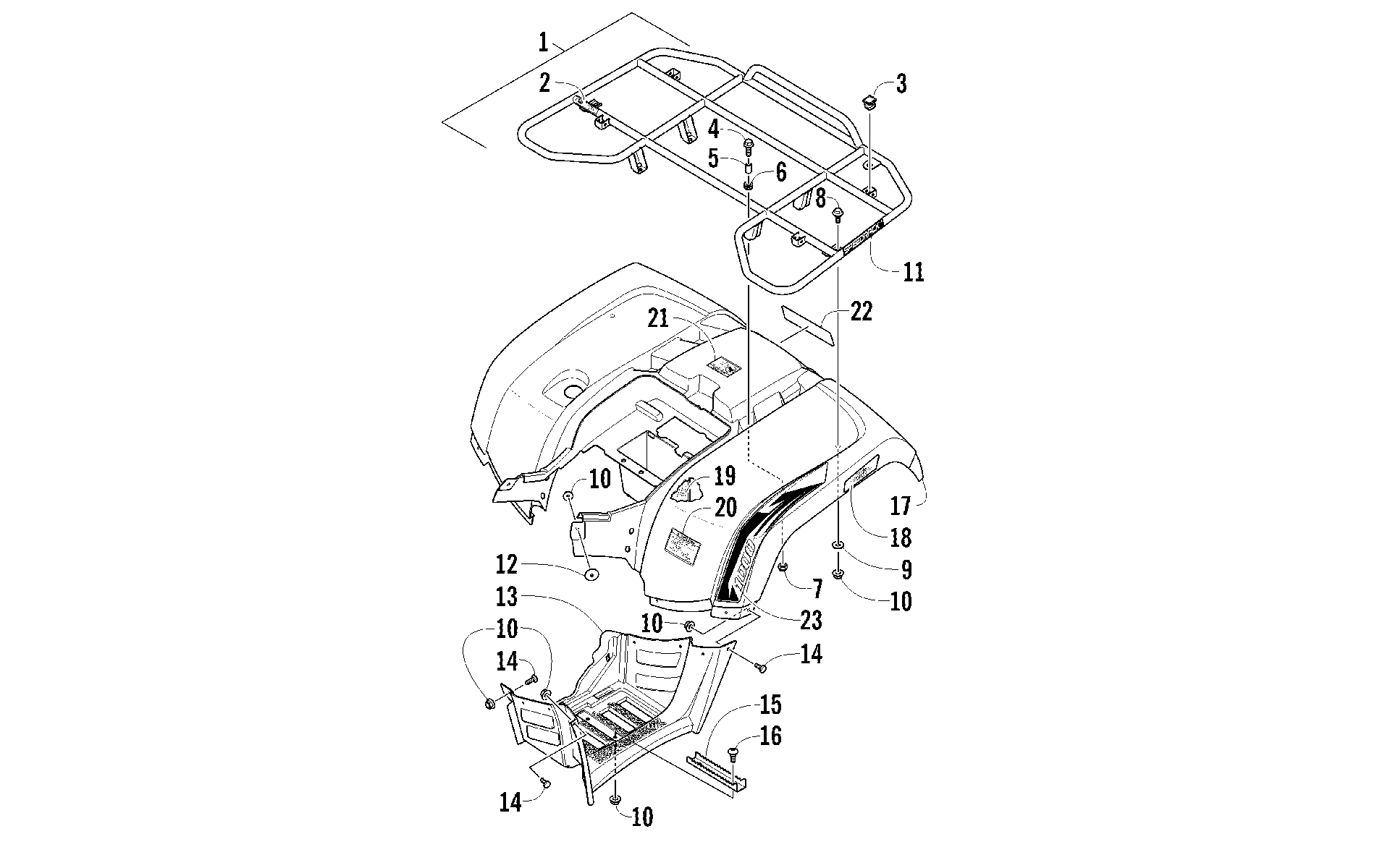 задний RACK, кузов PANEL, и FOOTWELL ASSEMBLIES [95074]