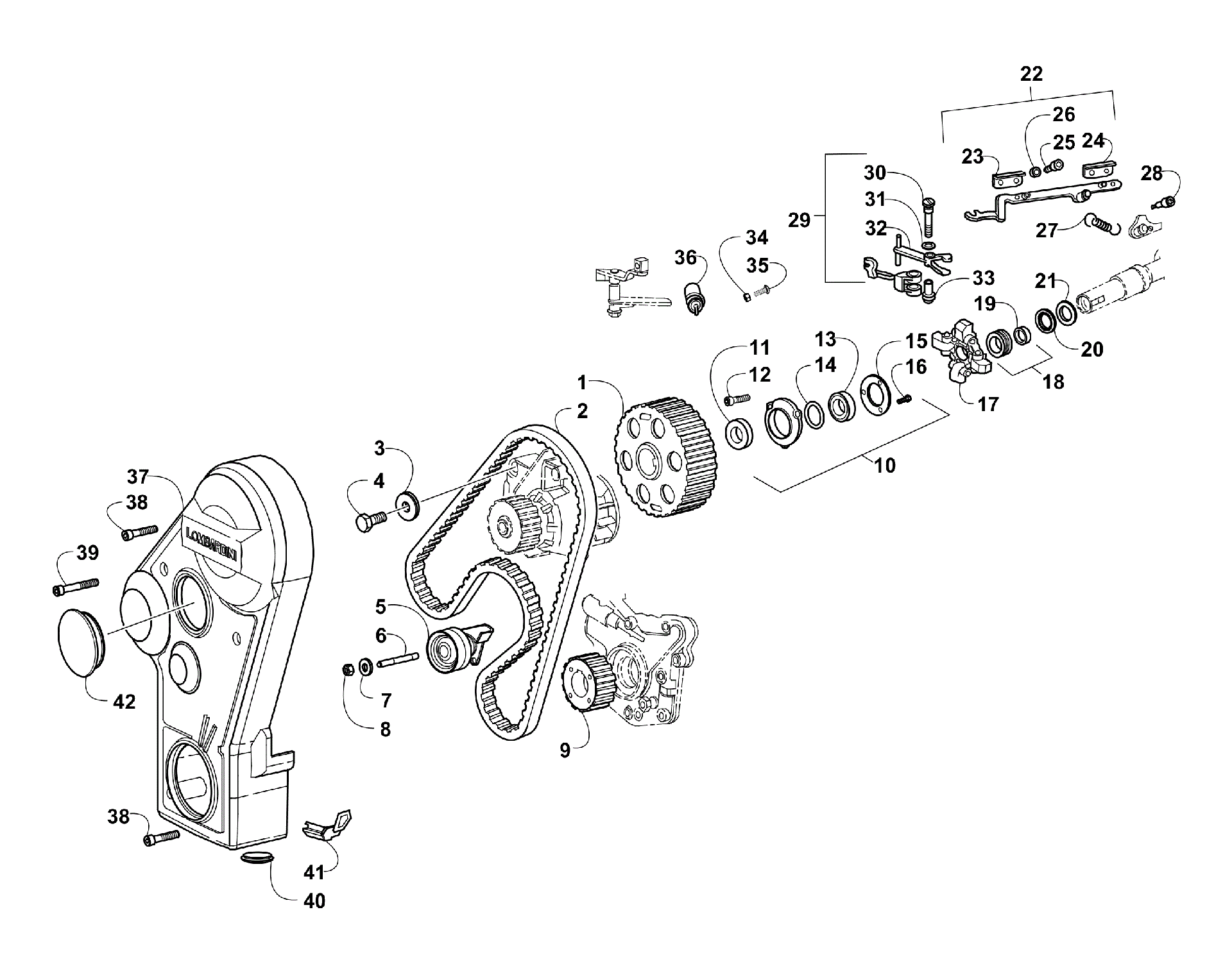 TIMING BELT и SPEED GOVERNOR ASSEMBLIES [100332]