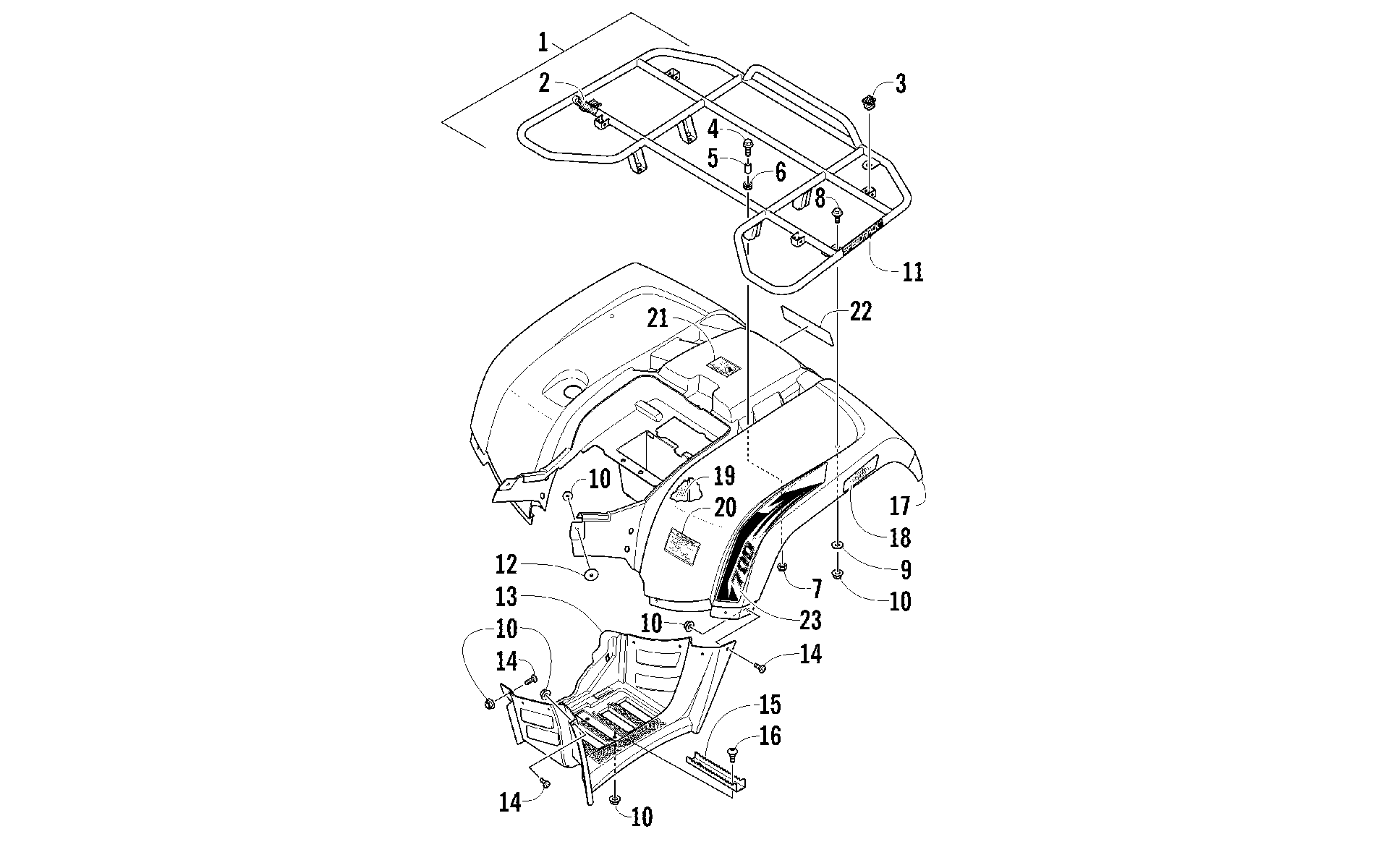 задний RACK, кузов PANEL, и FOOTWELL ASSEMBLIES [94418]