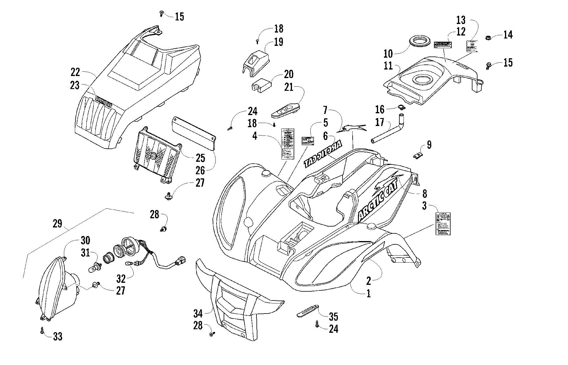 Передняя часть BODY PANEL AND HEADLIGHT ASSEMBLIES [94244]