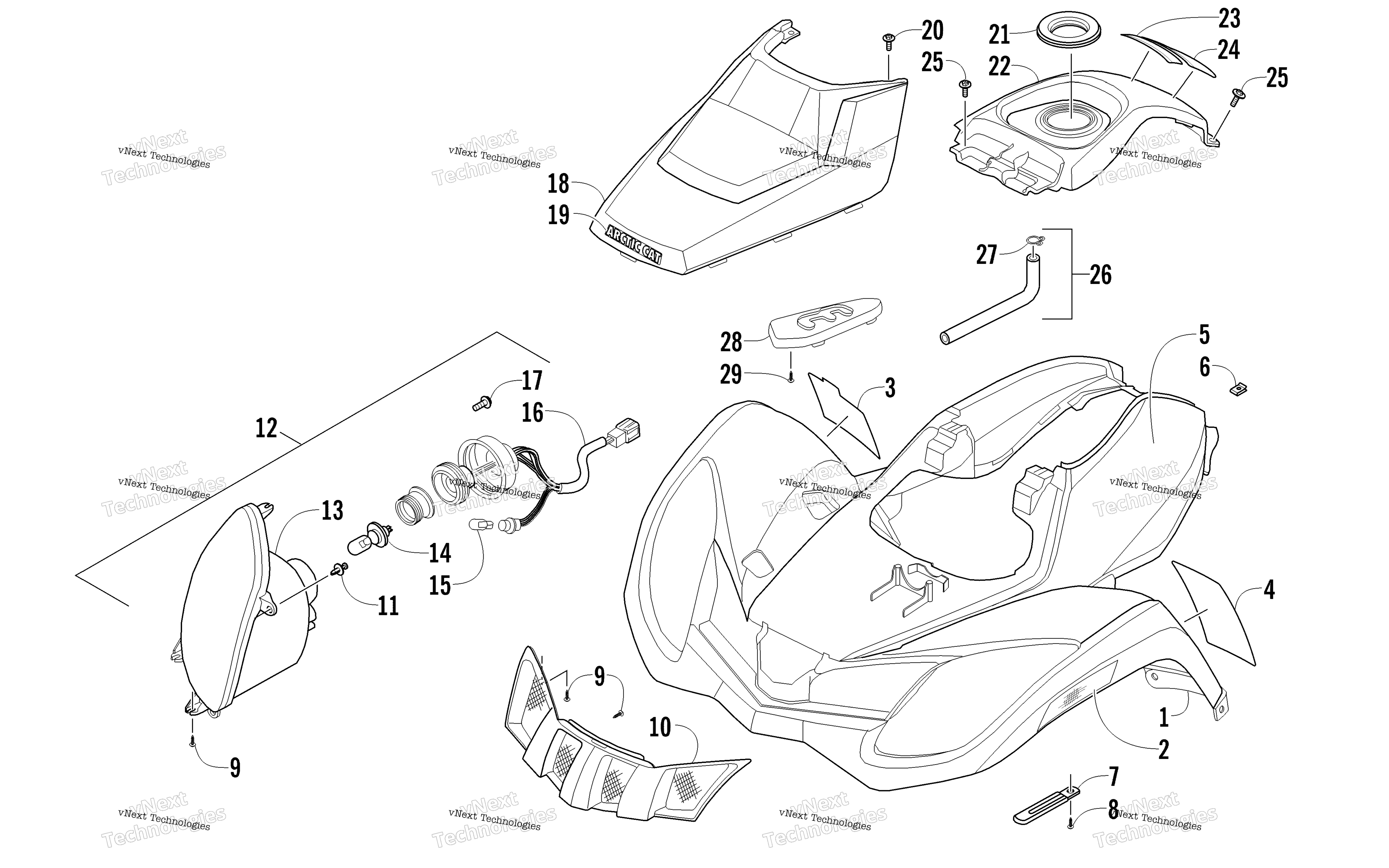 Передняя часть Body And Headlight Assembly