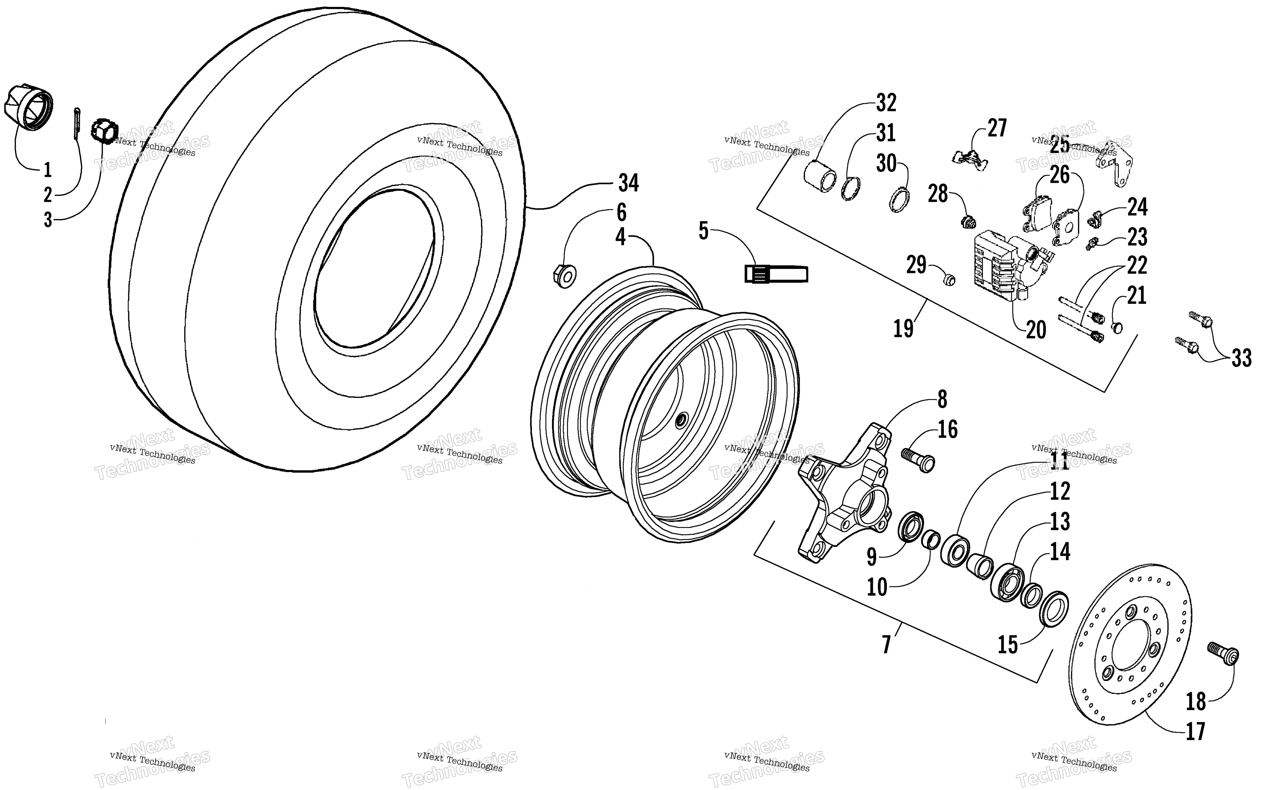 Передняя часть Wheels And Brake Assembly