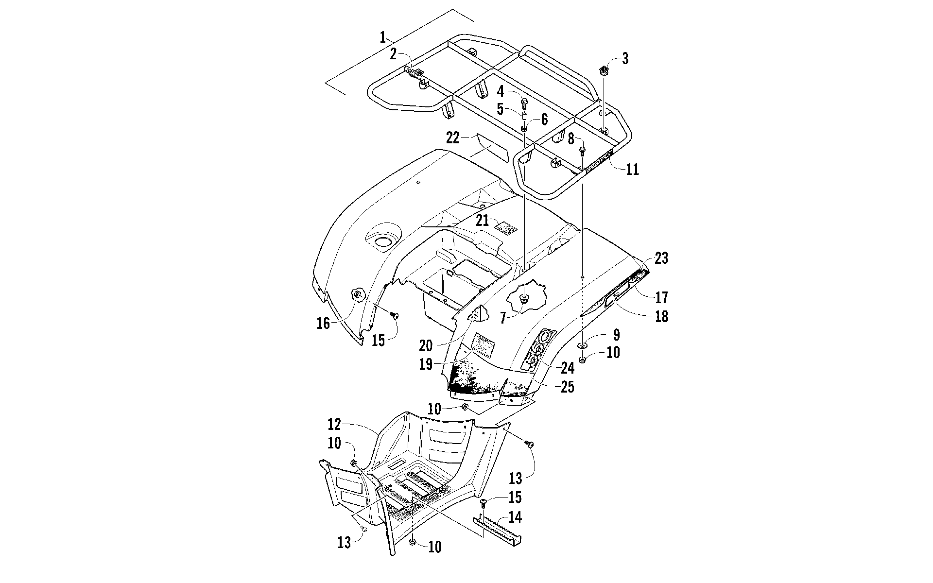 задний RACK, кузов PANEL, и FOOTWELL ASSEMBLIES [93180]