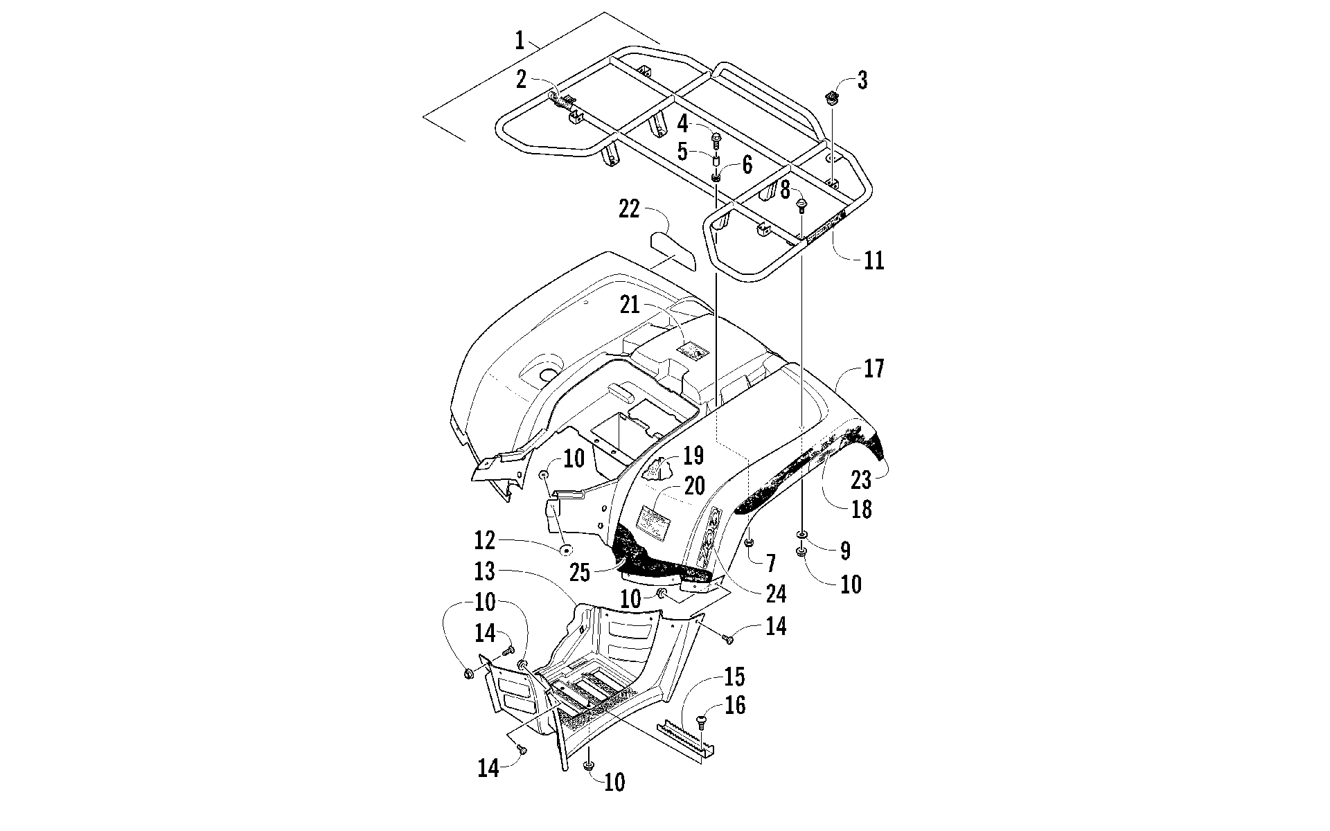 задний RACK, кузов PANEL, и FOOTWELL ASSEMBLIES [93627]