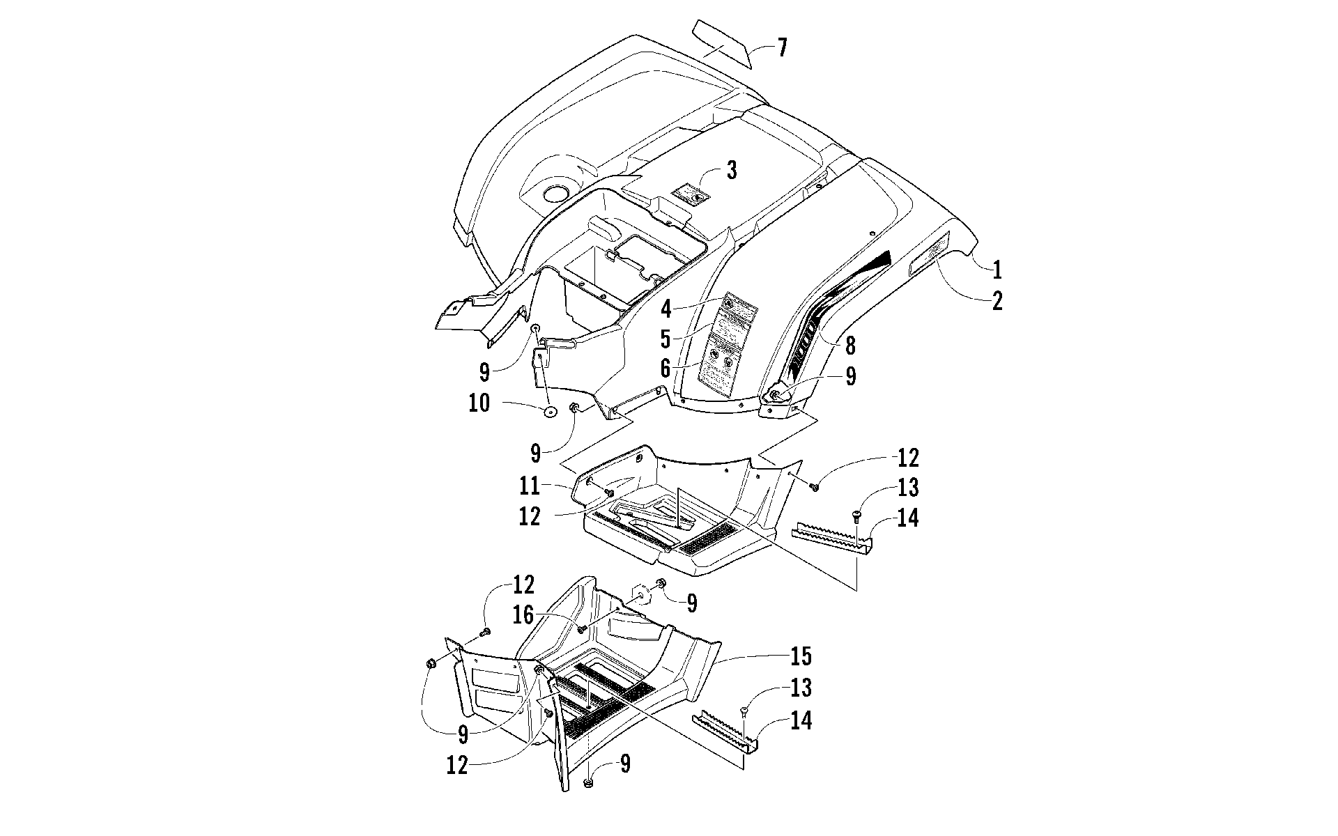 задний кузов панель и FOOTWELL ASSEMBLIES [96300]
