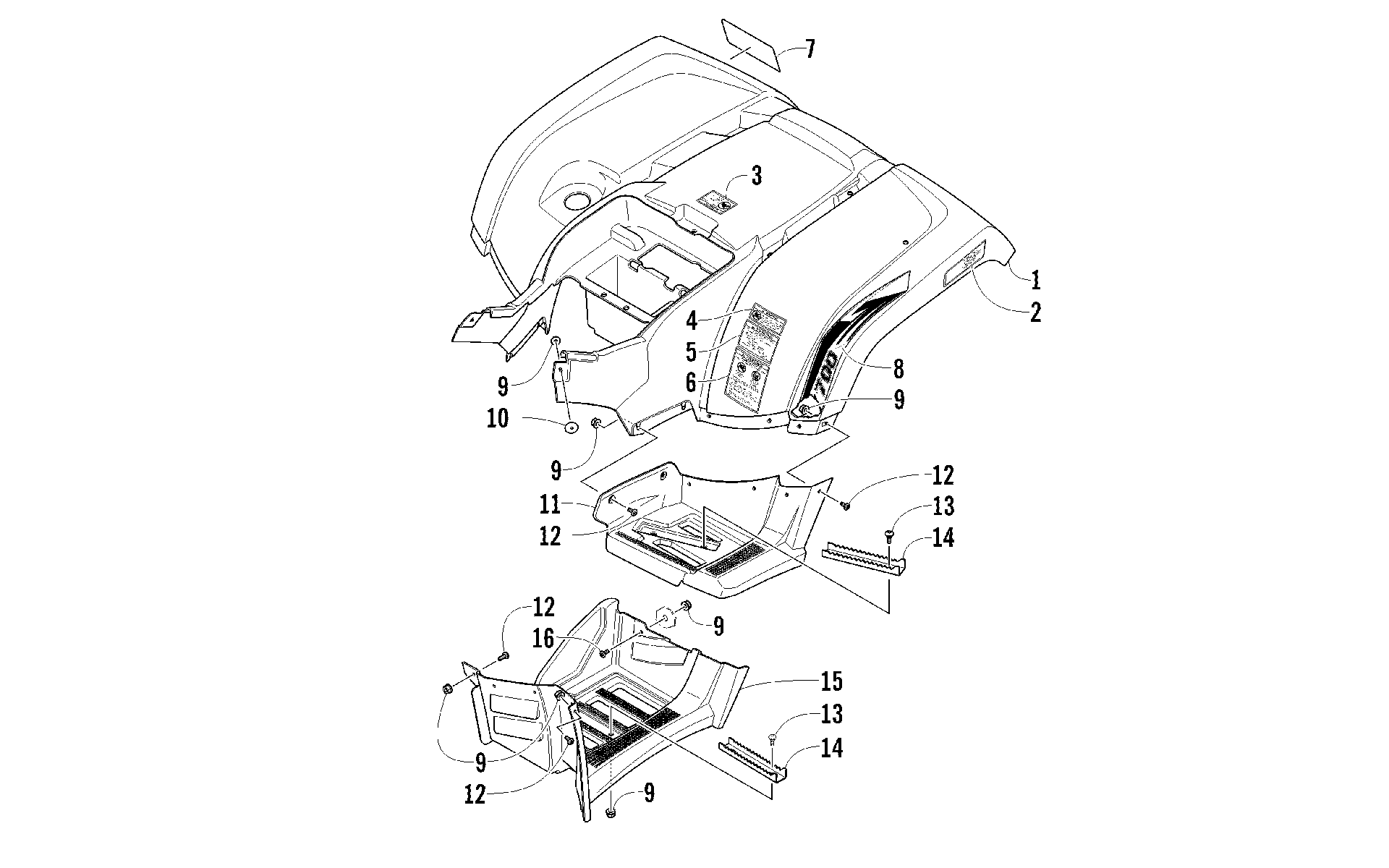 задний кузов панель и FOOTWELL ASSEMBLIES [94731]