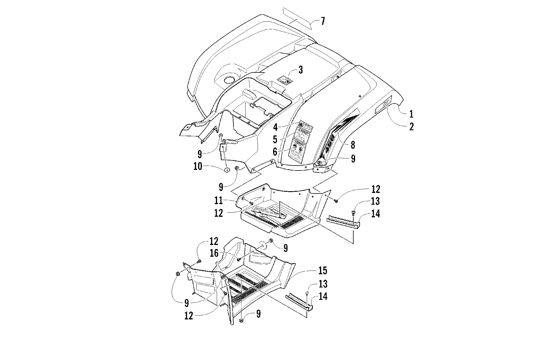 задний кузов панель и FOOTWELL ASSEMBLIES [95106]
