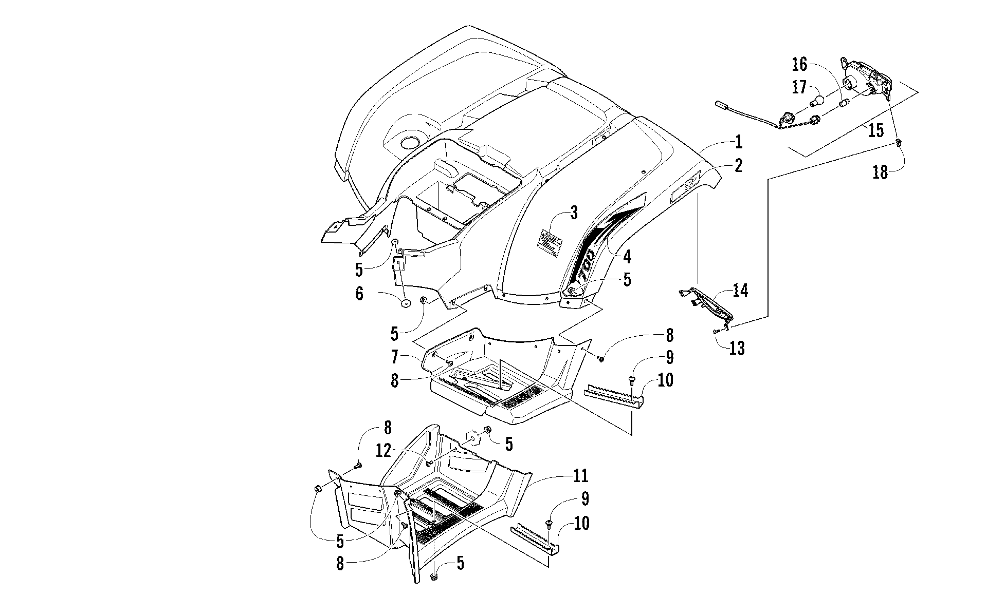 задний кузов панель и FOOTWELL ASSEMBLIES [96559]