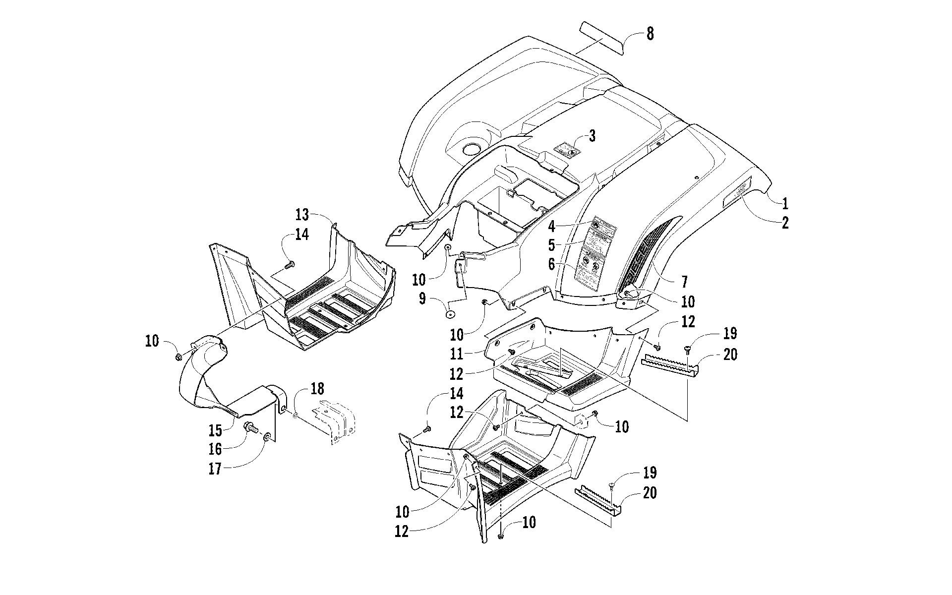 задний кузов панель и FOOTWELL ASSEMBLIES [94167]