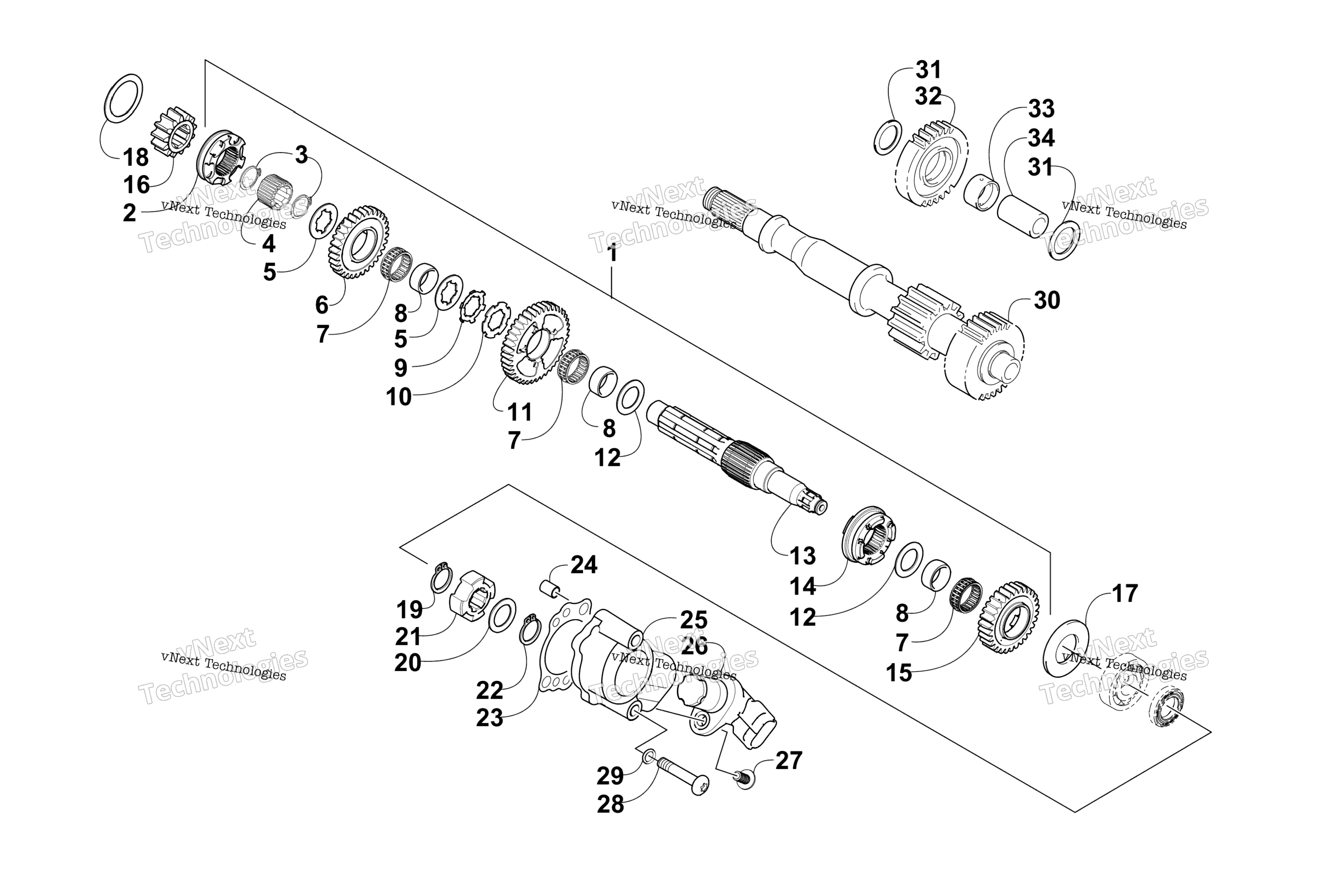 Узел вторичной передачи (Up To Engine Serial No. 10027869)