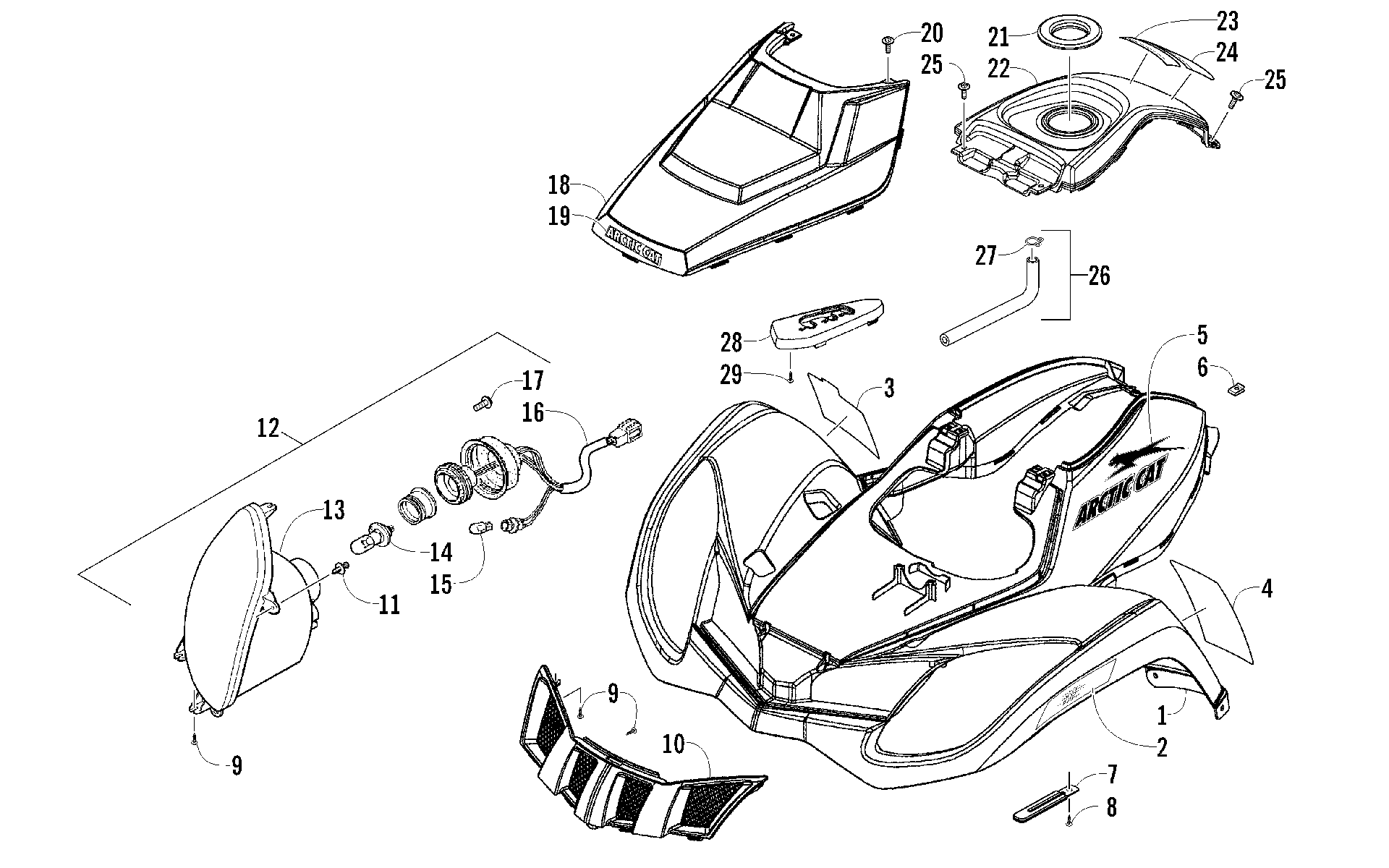 Передняя часть BODY AND HEADLIGHT ASSEMBLY [92431]