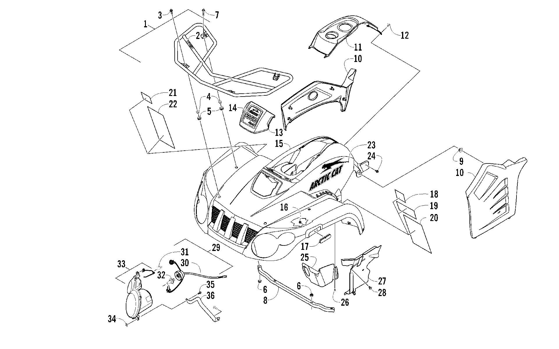 Передняя часть BODY, RACK, AND HEADLIGHT ASSEMBLY [94148]